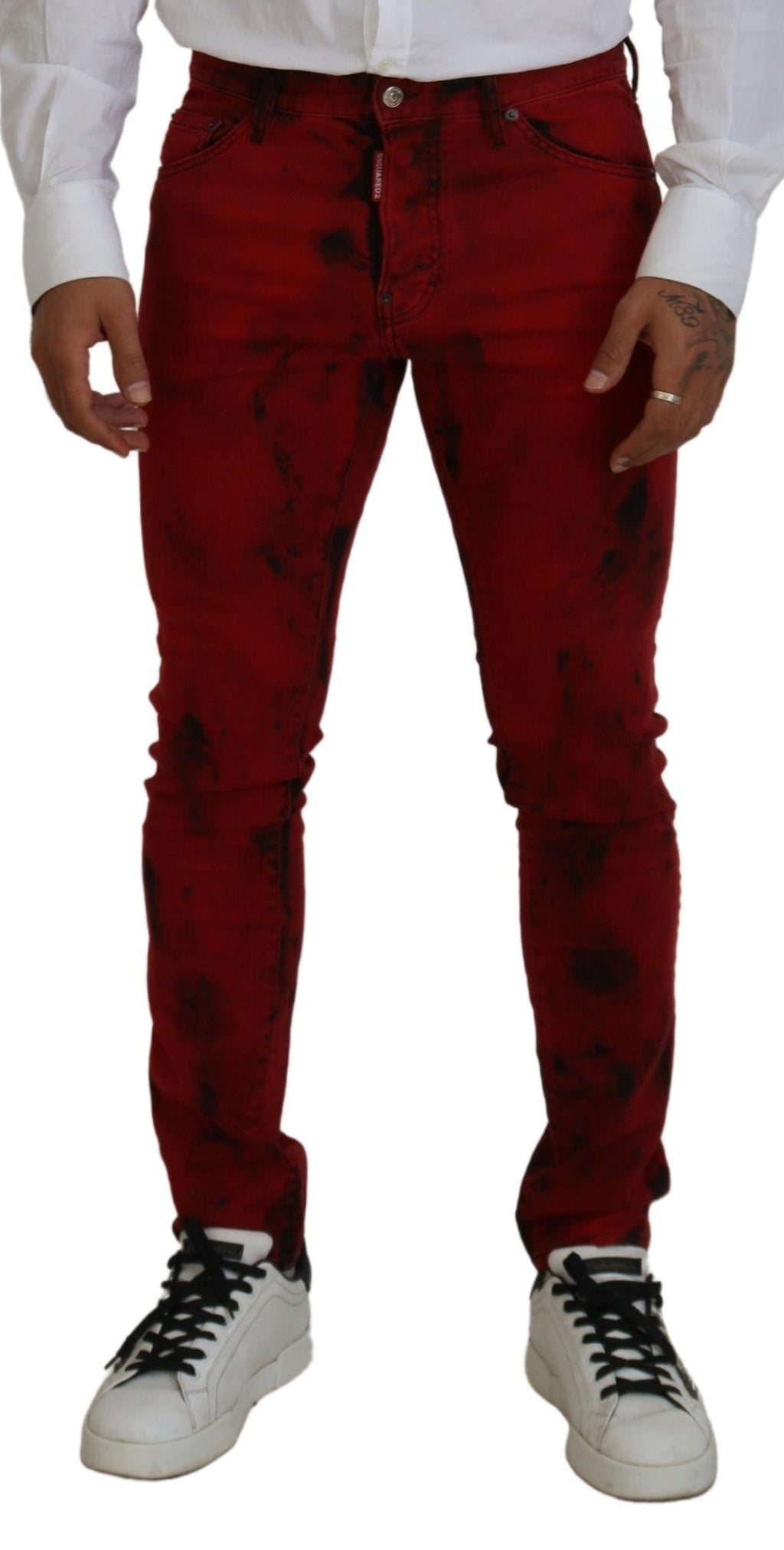 Dsquared² Rote Baumwolle Tie Dye Skinny Casual Männer Denim Jeans