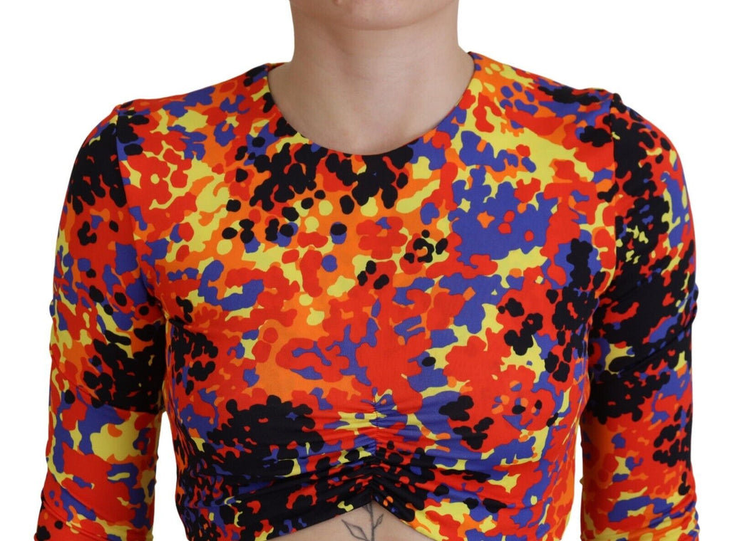 Dsquared² Multicolor Cami Long Sleeves Cropped Bluse Top