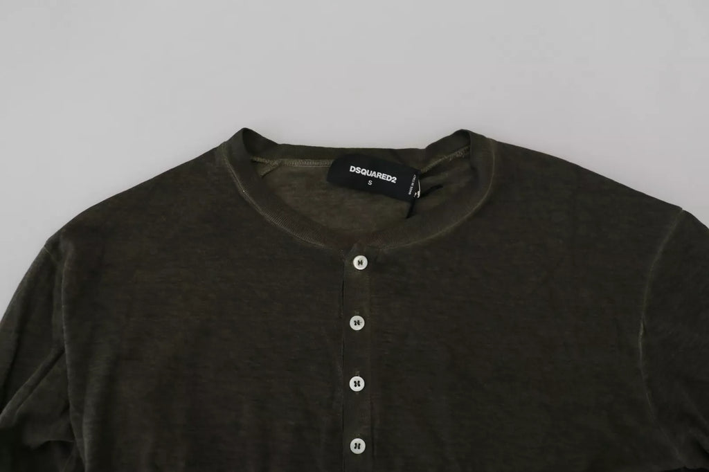 Dsquared² Grauer Baumwoll-Leinen Pullover mit langen Ärmeln