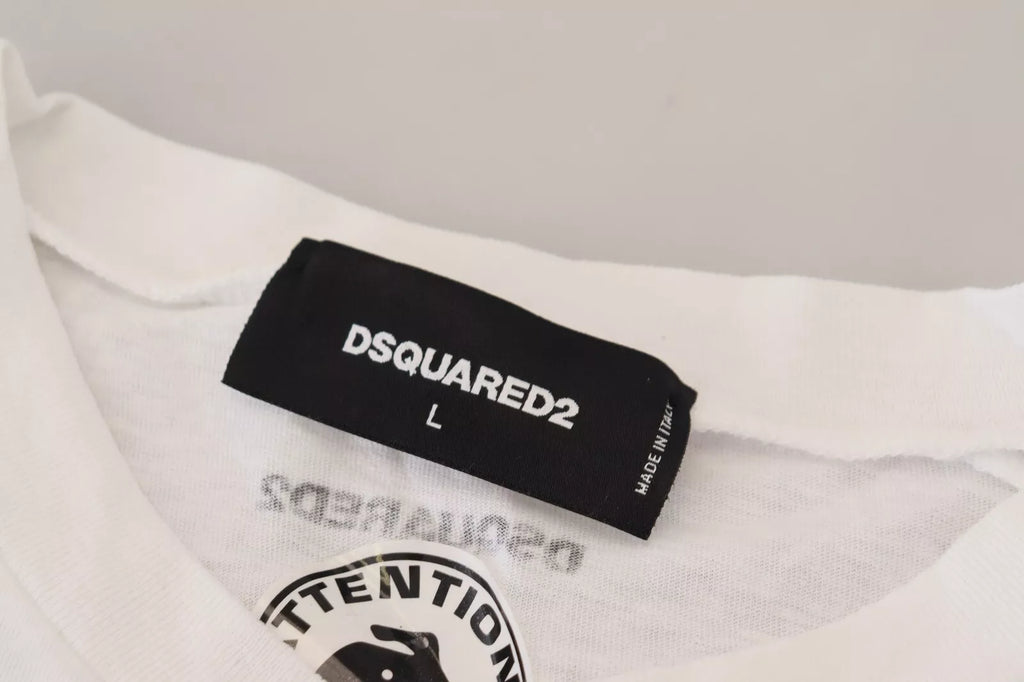 Dsquared² Weißer Baumwoll-Leinen Pullover mit langen Ärmeln