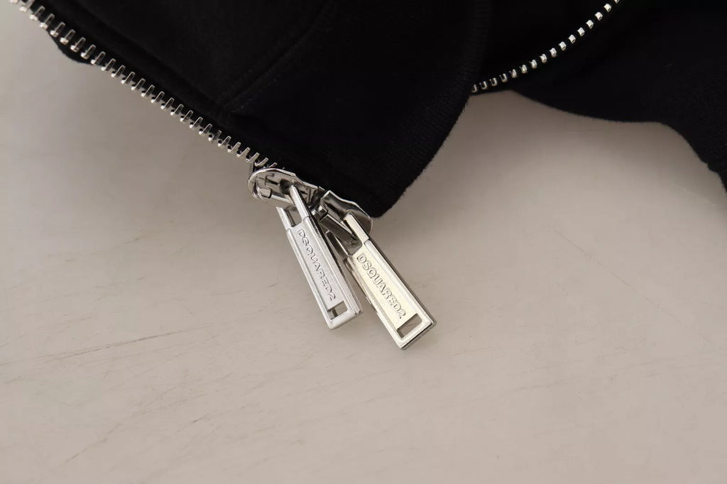 Dsquared² Schwarzer Kapuzenpulli mit bedruckten Ärmeln