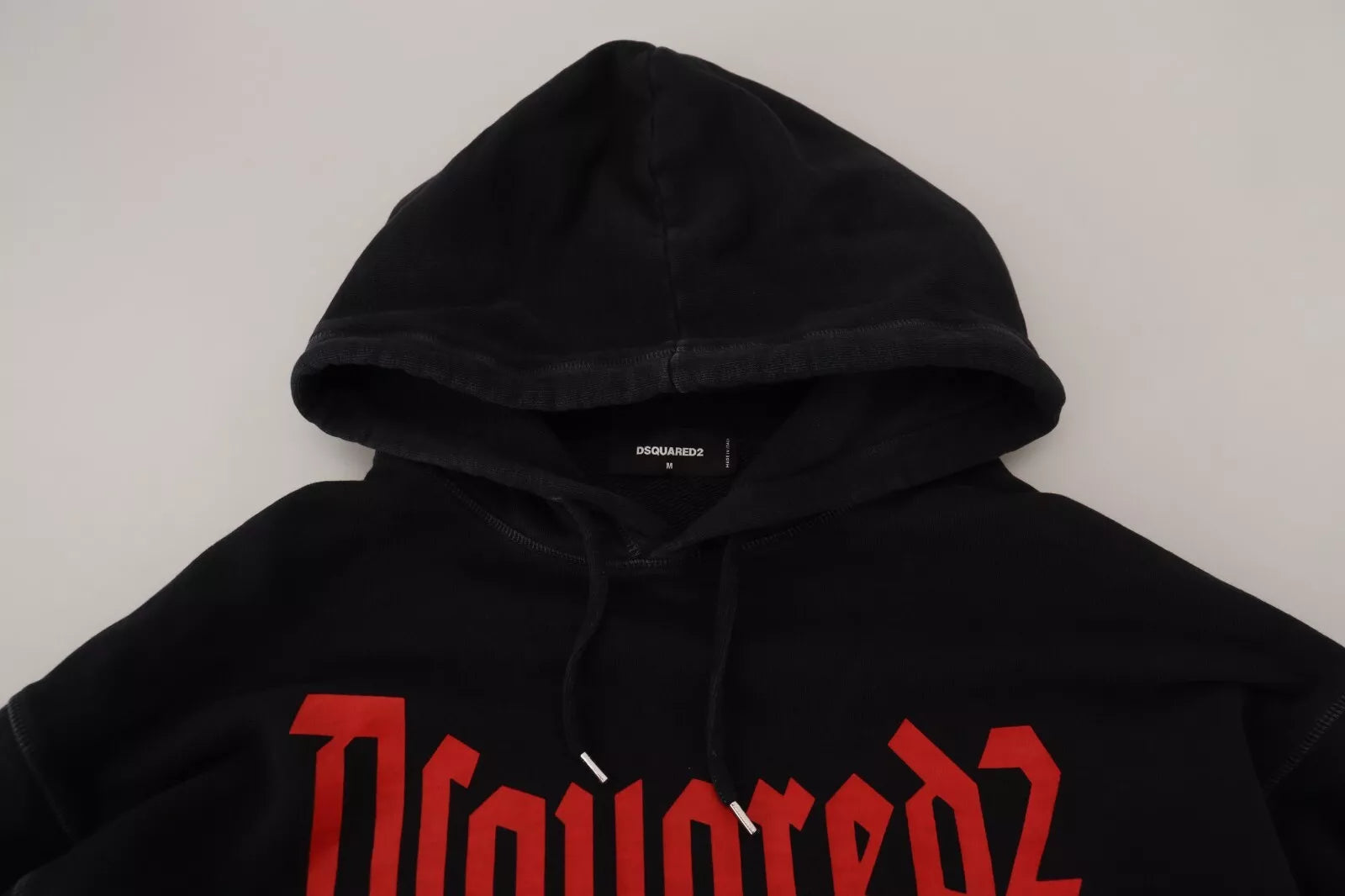 Dsquared² Schwarzer Baumwollpullover mit Kapuze, bedruckt, Herrenpullover