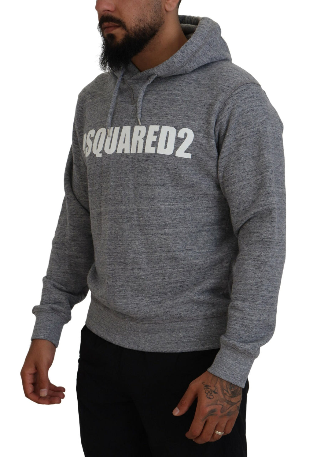Dsquared² Grauer Baumwollpullover mit Kapuze und Logodruck für Männer Sweater