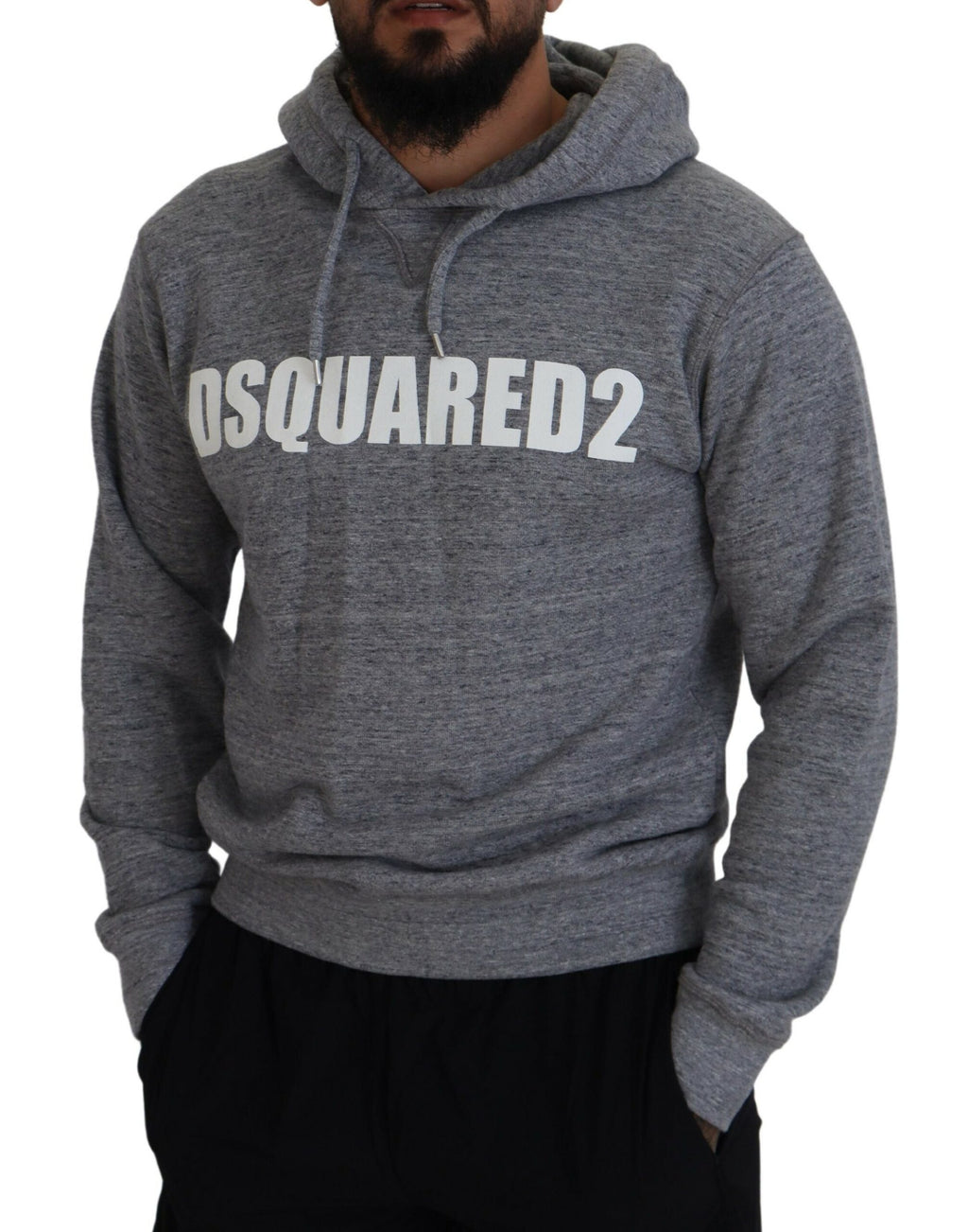 Dsquared² Grauer Baumwollpullover mit Kapuze und Logodruck für Männer Sweater