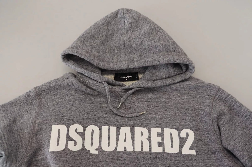 Dsquared² Grauer Baumwollpullover mit Kapuze und Logodruck für Männer Sweater