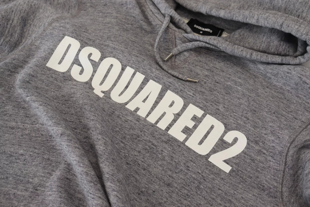 Dsquared² Grauer Baumwollpullover mit Kapuze und Logodruck für Männer Sweater
