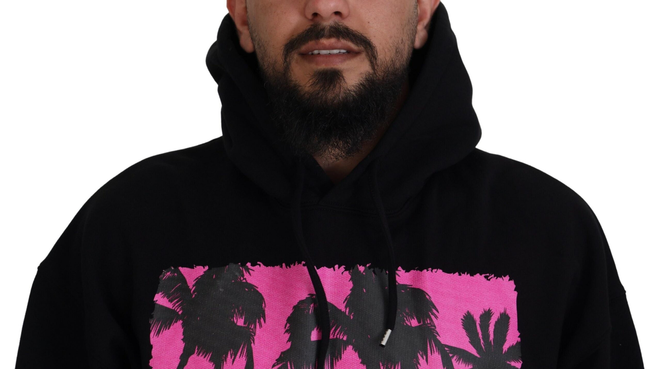 Dsquared² Schwarzer Baumwollpullover mit Kapuze, bedruckt, Herrenpullover