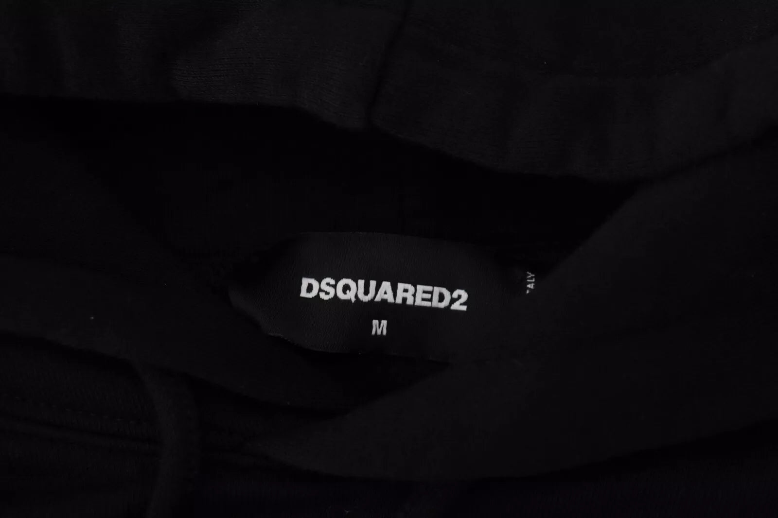 Dsquared² Schwarzer Baumwollpullover mit Kapuze, bedruckt, Herrenpullover