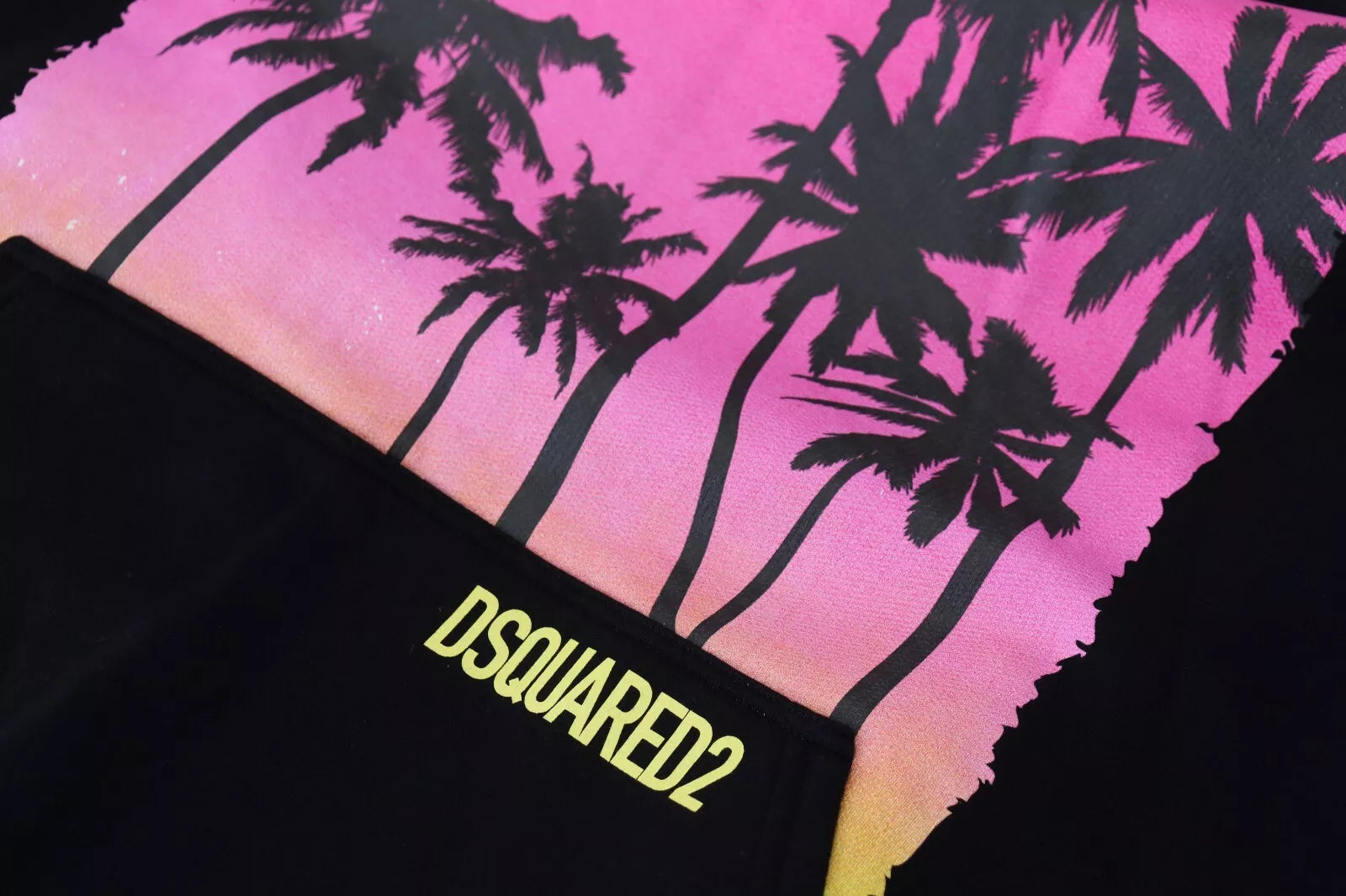 Dsquared² Schwarzer Baumwollpullover mit Kapuze, bedruckt, Herrenpullover