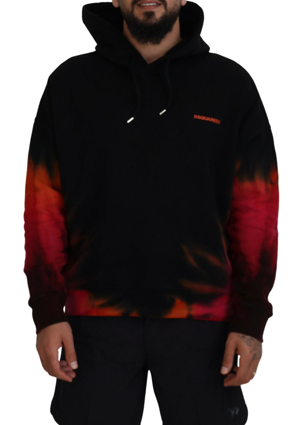 Dsquared² Schwarz Rot Baumwolle mit Kapuze Tie Dye Pullover