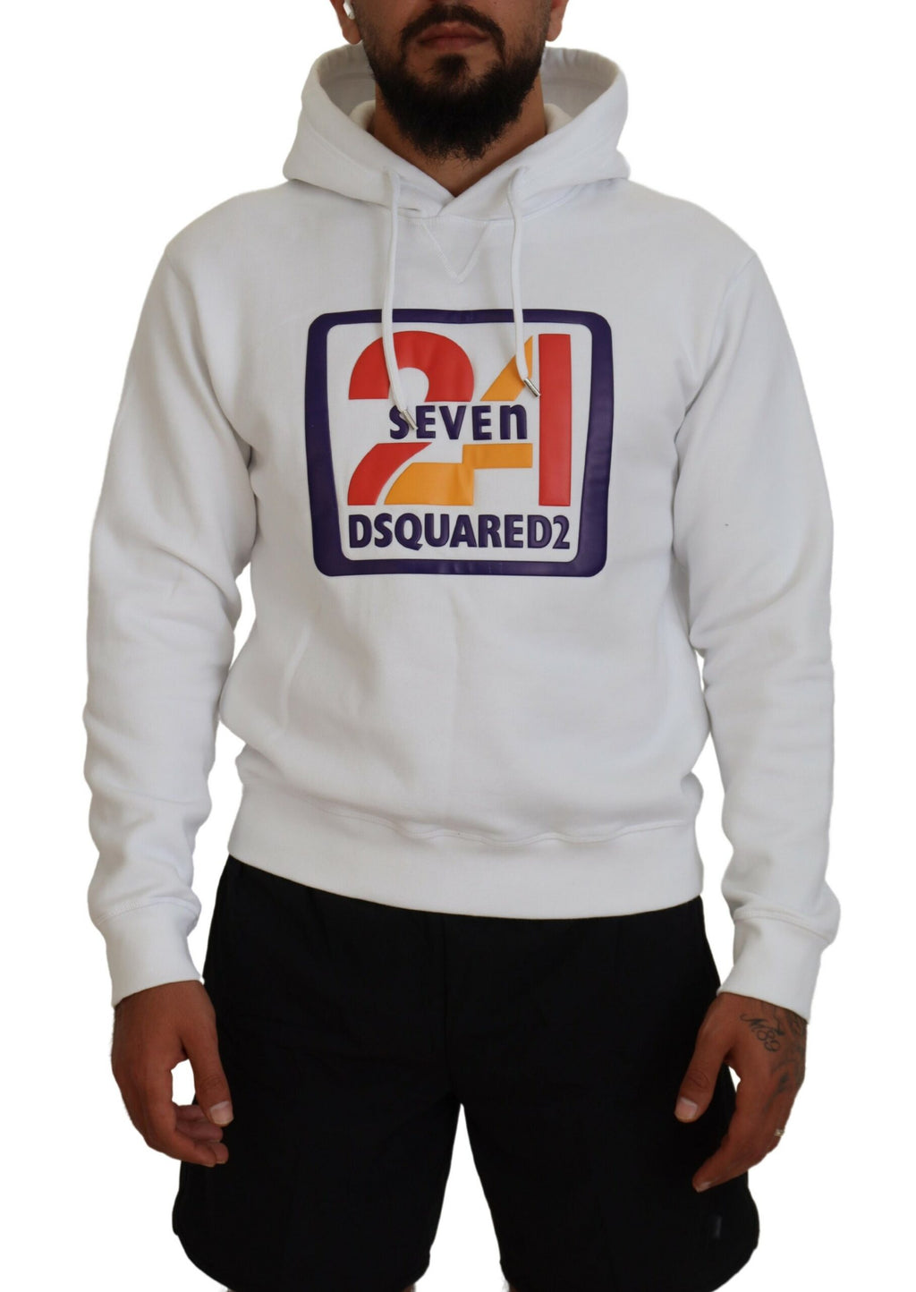 Dsquared² Weißer Pullover mit Kapuze aus Baumwolle für Männer