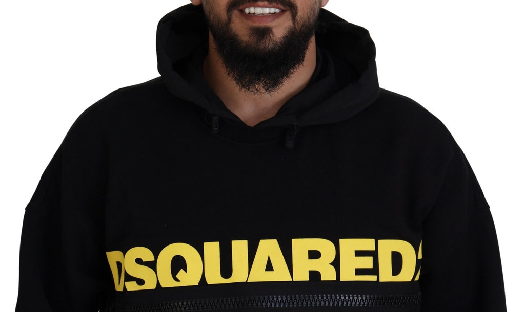 Dsquared² Schwarzer bedruckter Pullover aus Baumwolle mit Kapuze