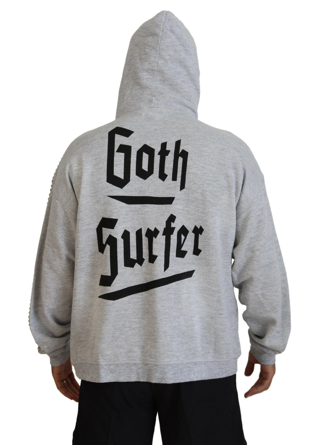 Dsquared² Grauer Pullover mit Kapuze und gedruckter Kristall-Verzierung