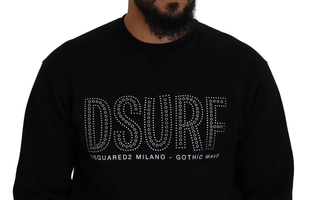 Dsquared² Schwarzer bedruckter Baumwollpullover mit langen Ärmeln