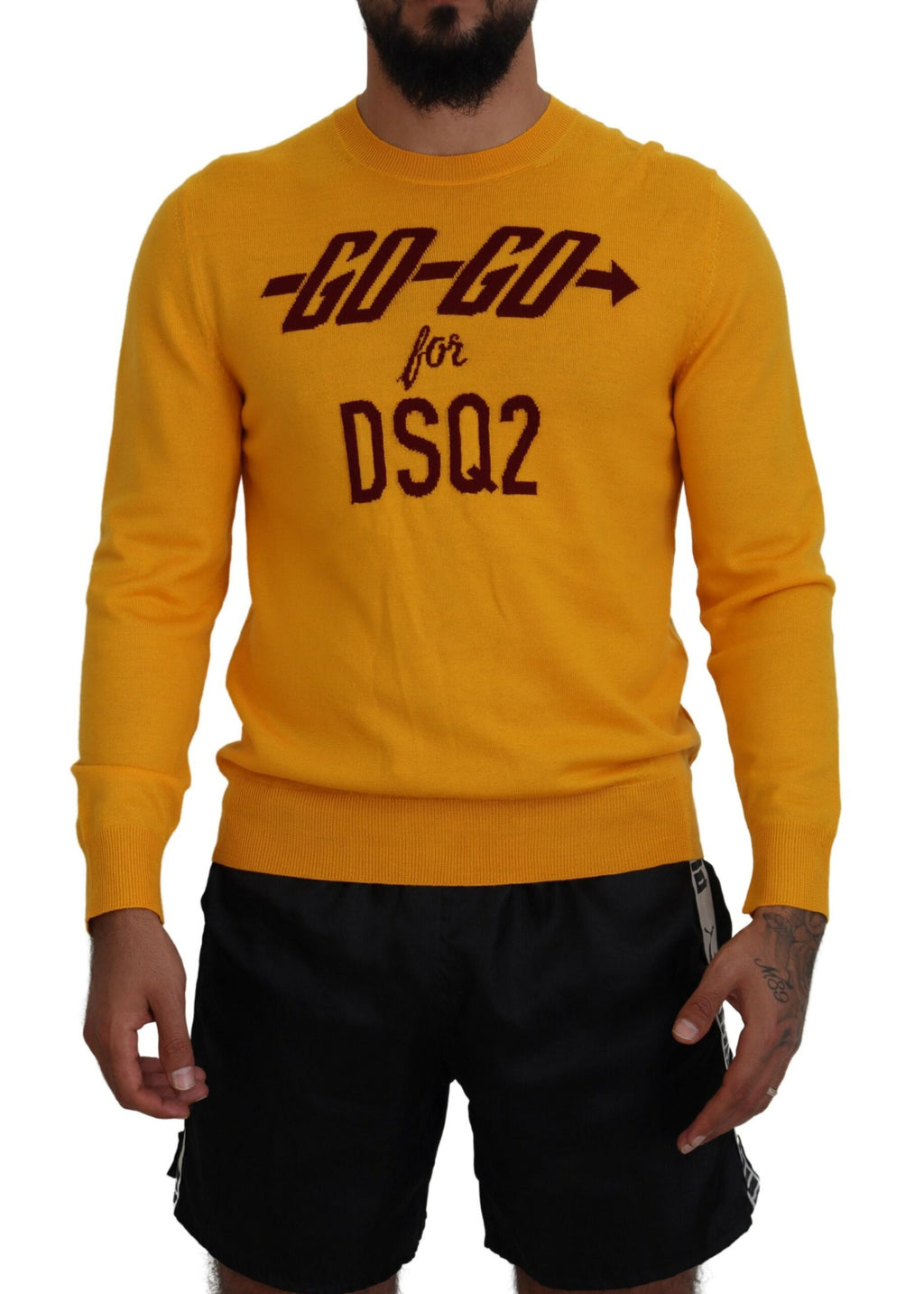 Dsquared² Orange Wolle Lange Ärmel Männer Pullover Pullover