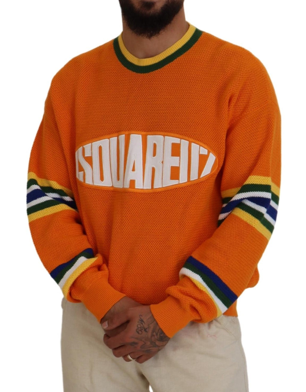 Dsquared² Orange bedruckter Langarmpullover für Männer
