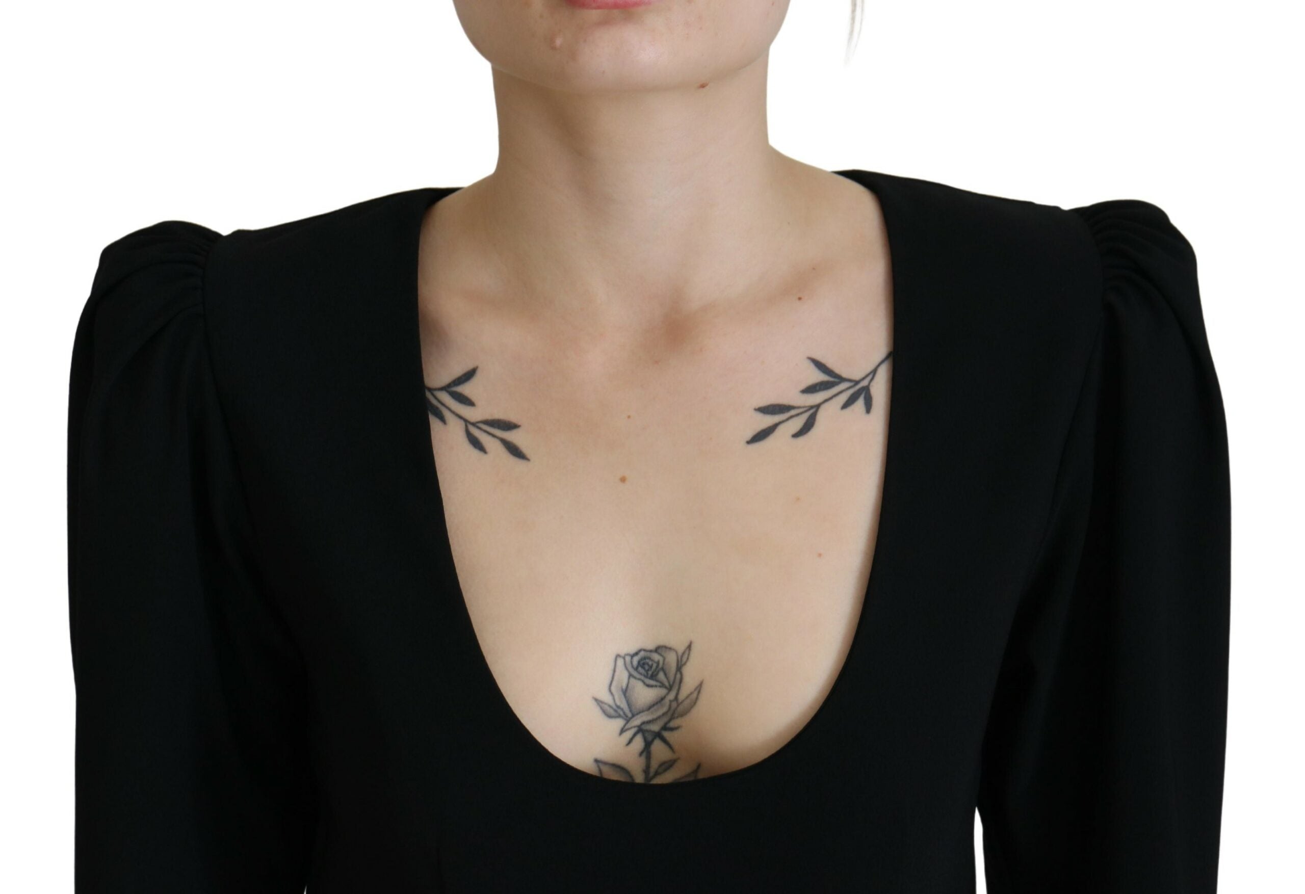 Dsquared² Schwarzes Polyester Langärmeliges Bodycon Etuikleid