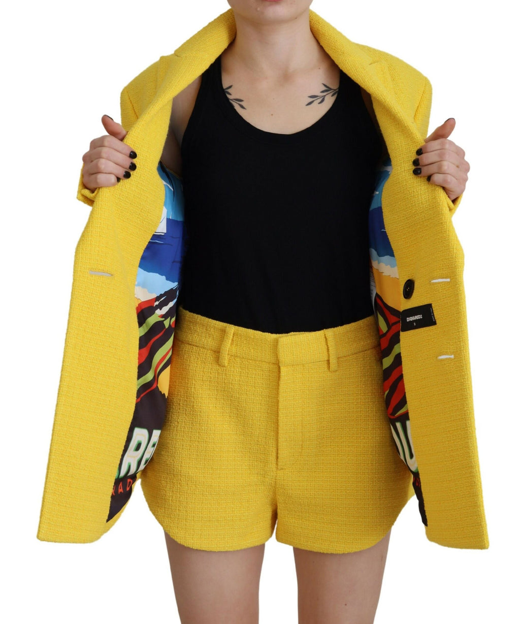 Dsquared² Yellow Peak Zweireiher Anzug Blazer Kurzes Set