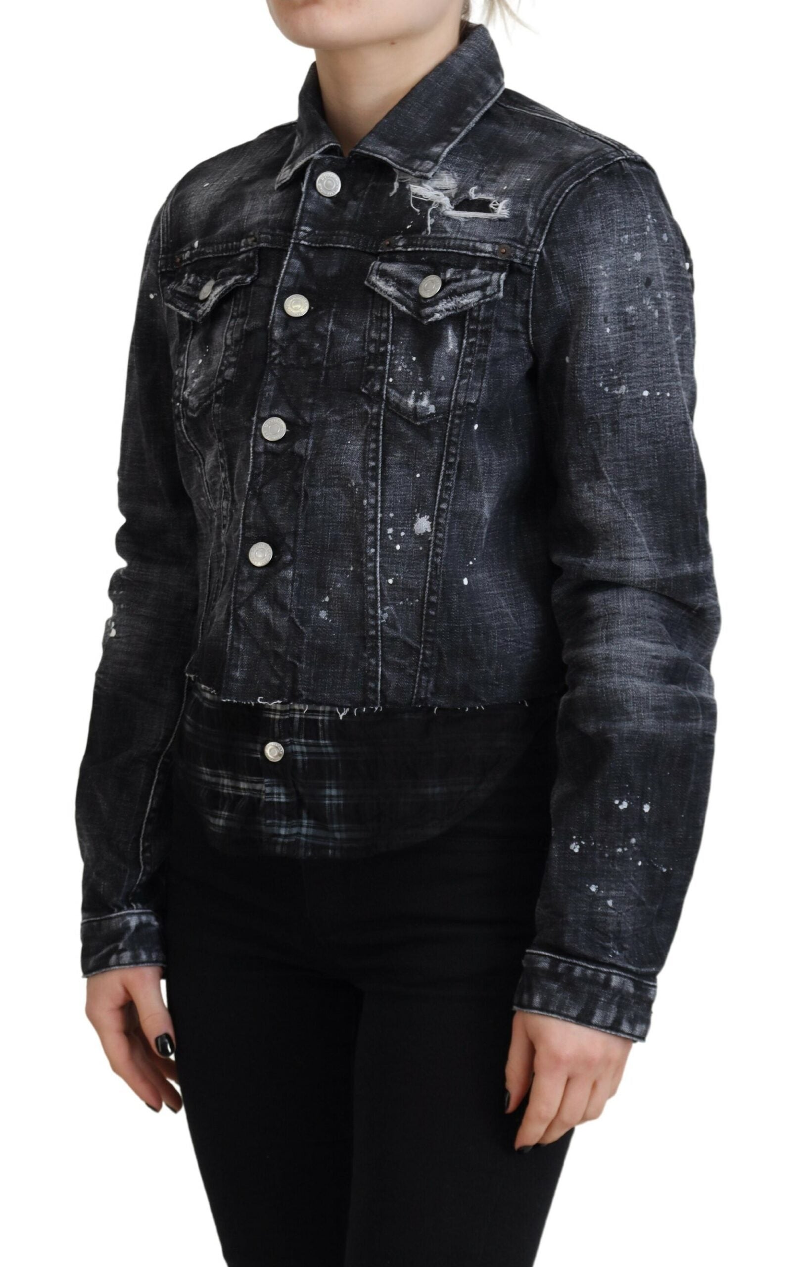 Dsquared² Graue Denim-Jacke aus gewaschener Baumwolle