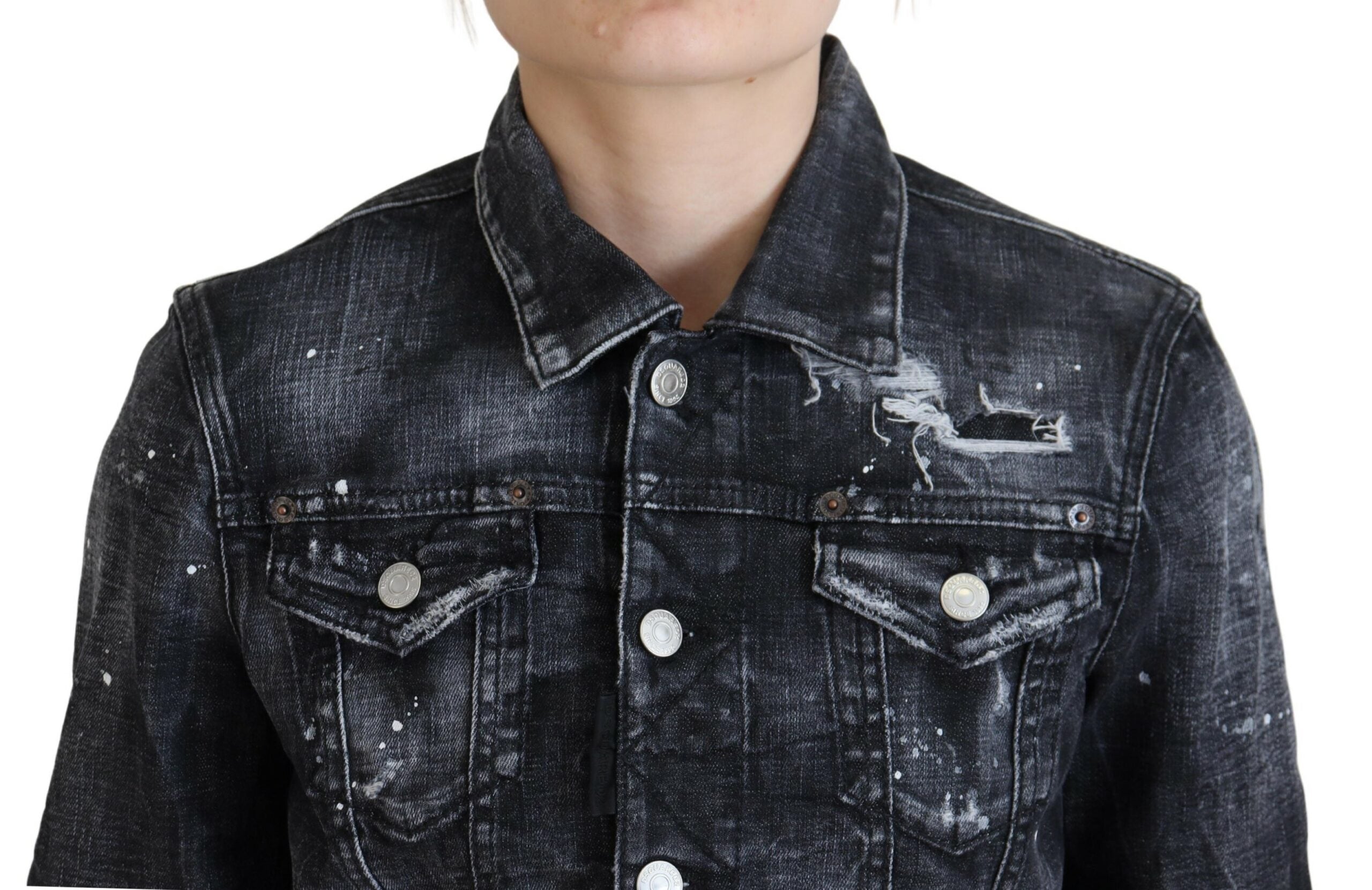 Dsquared² Graue Denim-Jacke aus gewaschener Baumwolle