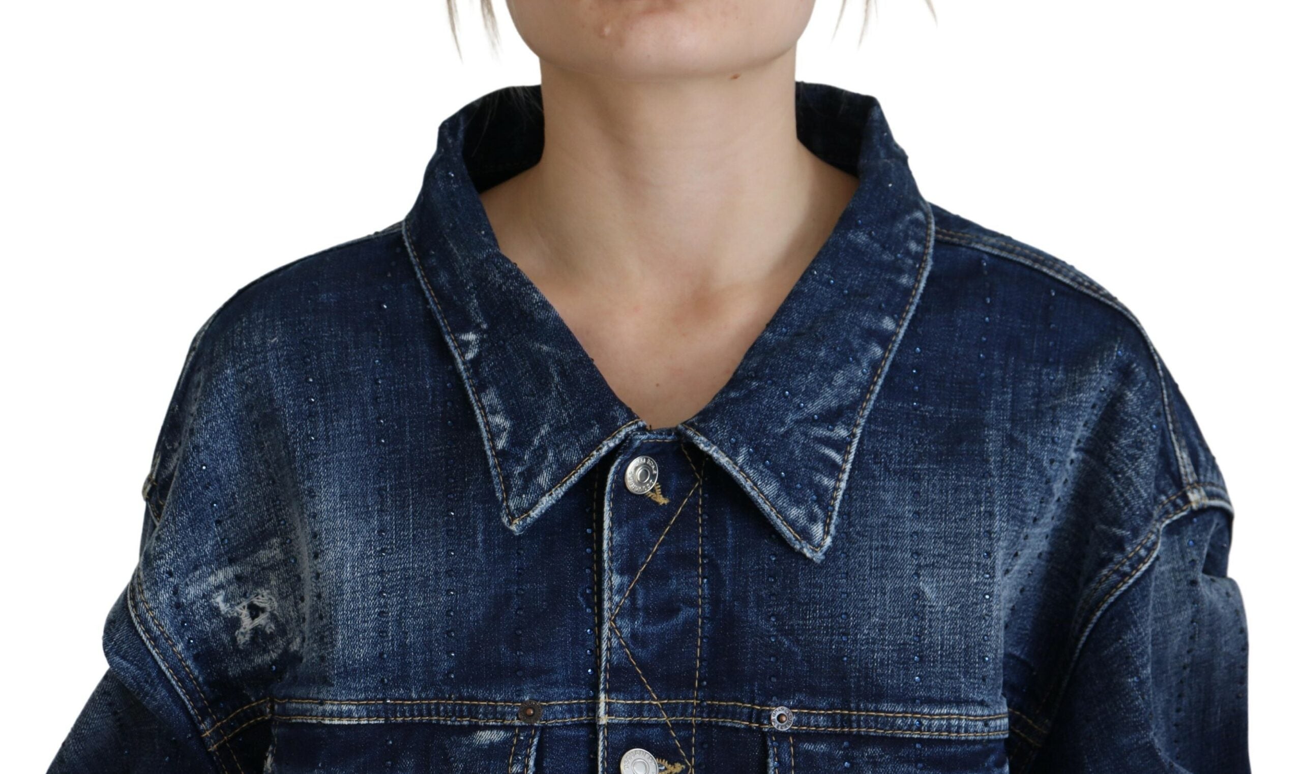 Dsquared² Blaue Denim-Jacke mit Kragen