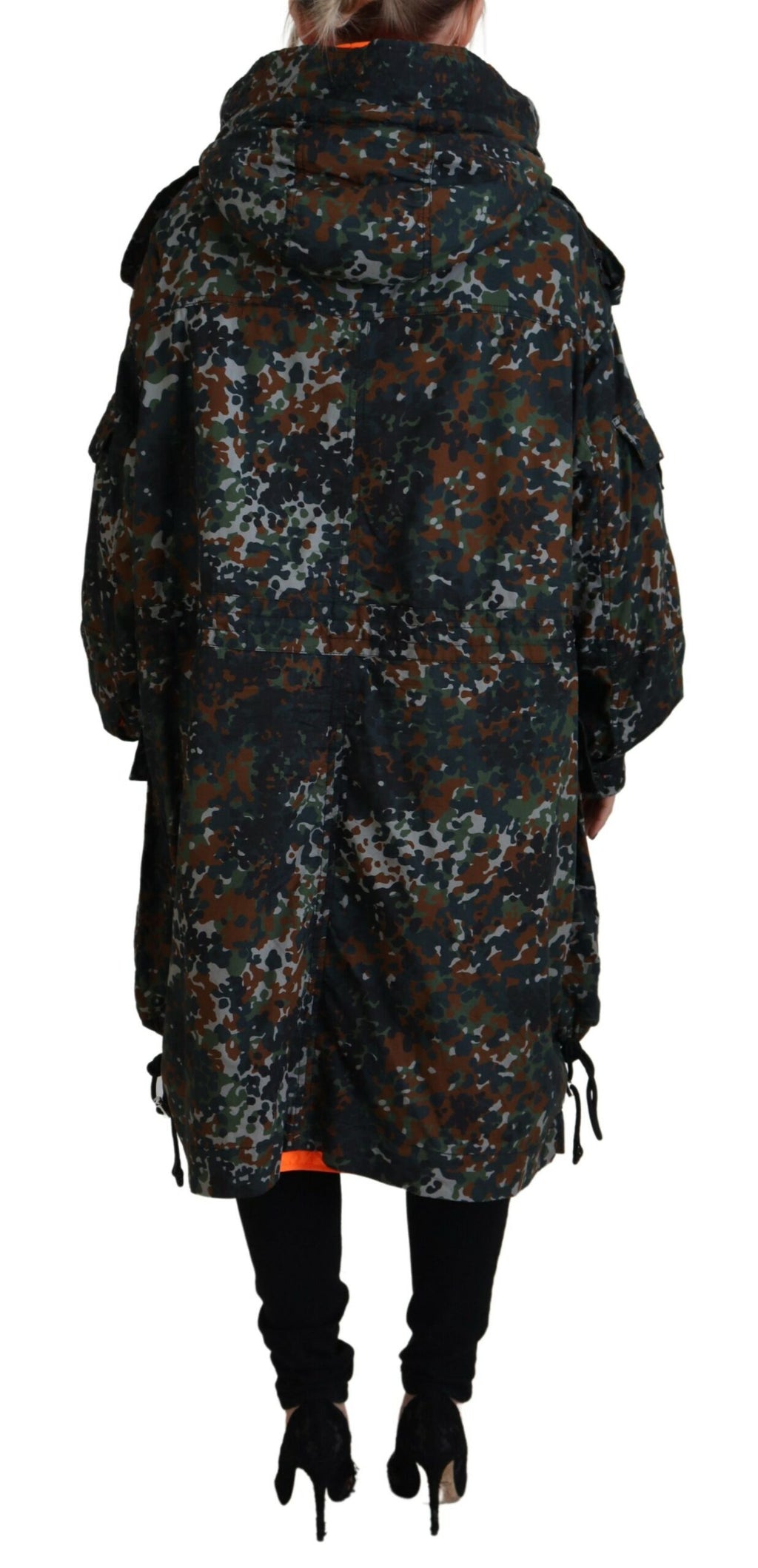 Dsquared² Grüner Goth-Camouflage-Parka-Mantel mit Kapuze