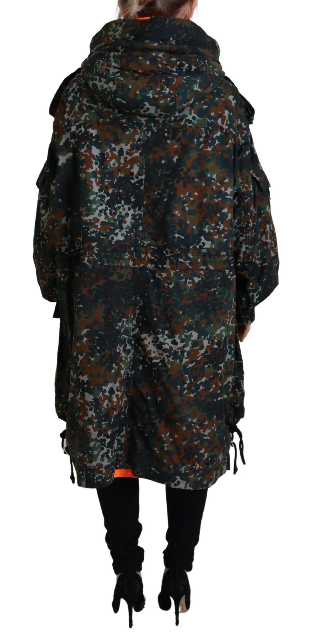 Dsquared² Grüner Goth-Camouflage-Parka-Mantel mit Kapuze