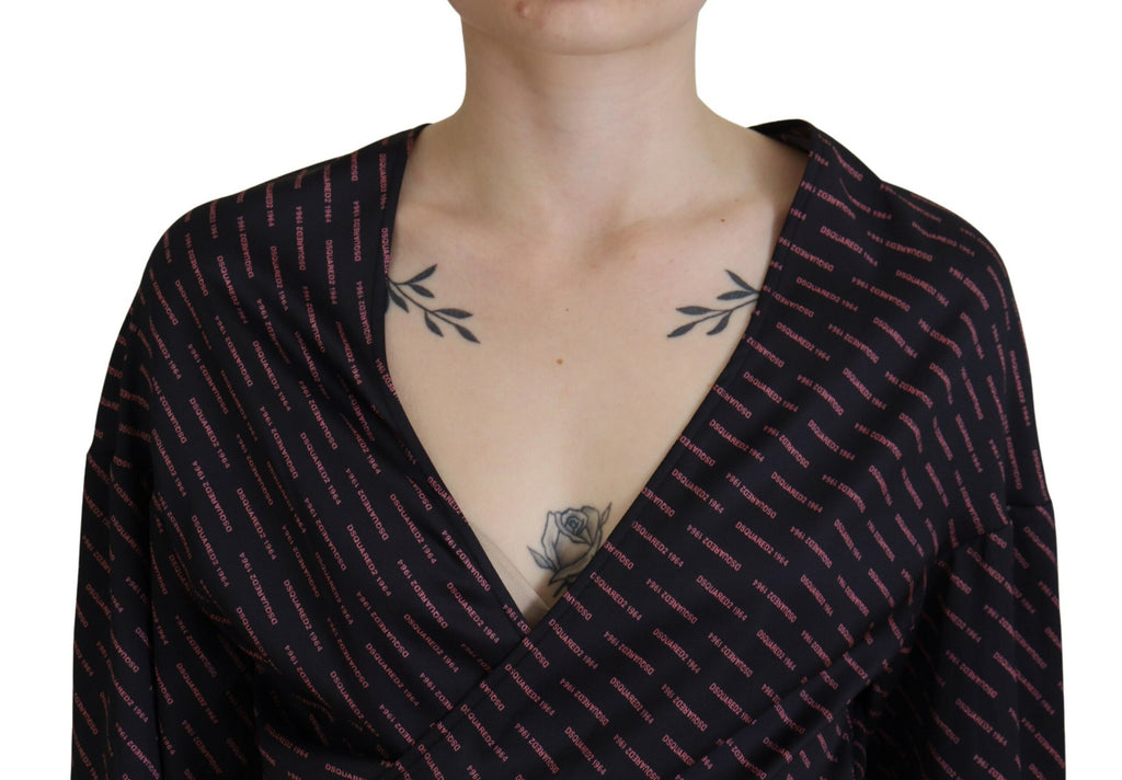 Dsquared² Schwarzes Blusentop aus Polyester mit Logodruck