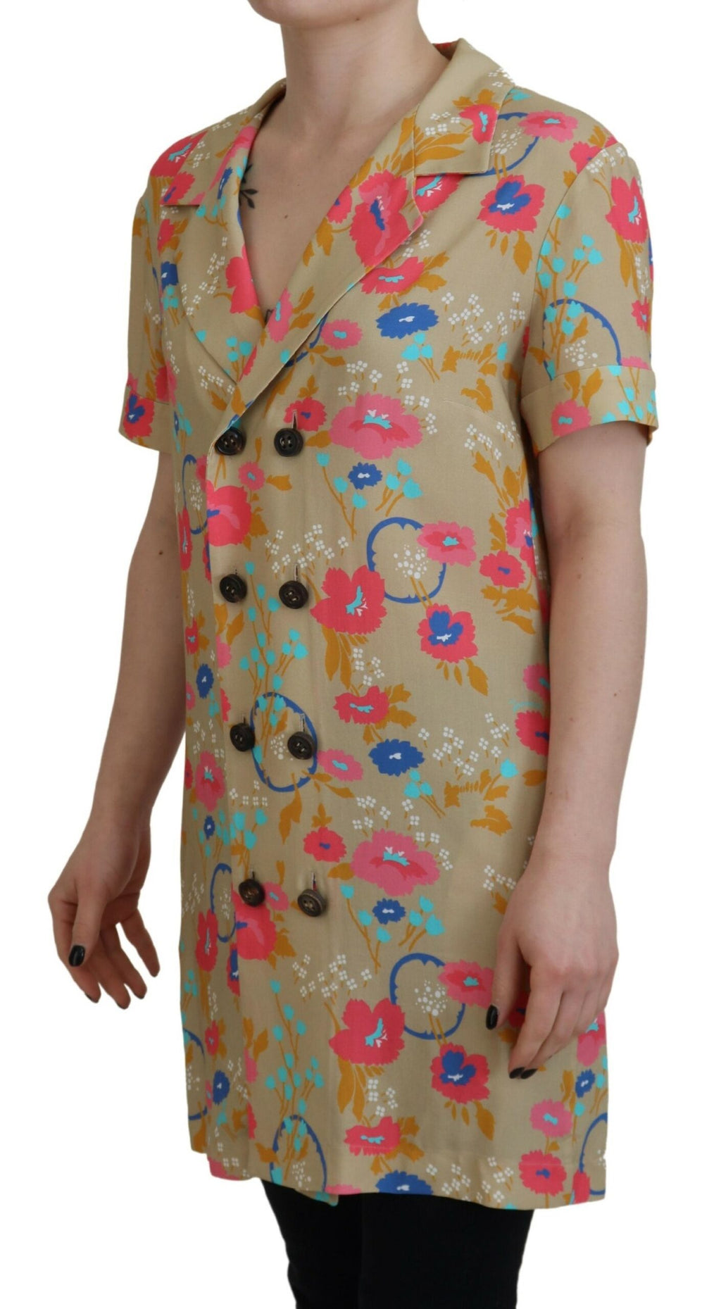 Dsquared² Mehrfarbig bedrucktes Blusentop mit Knopfleiste und langer Front