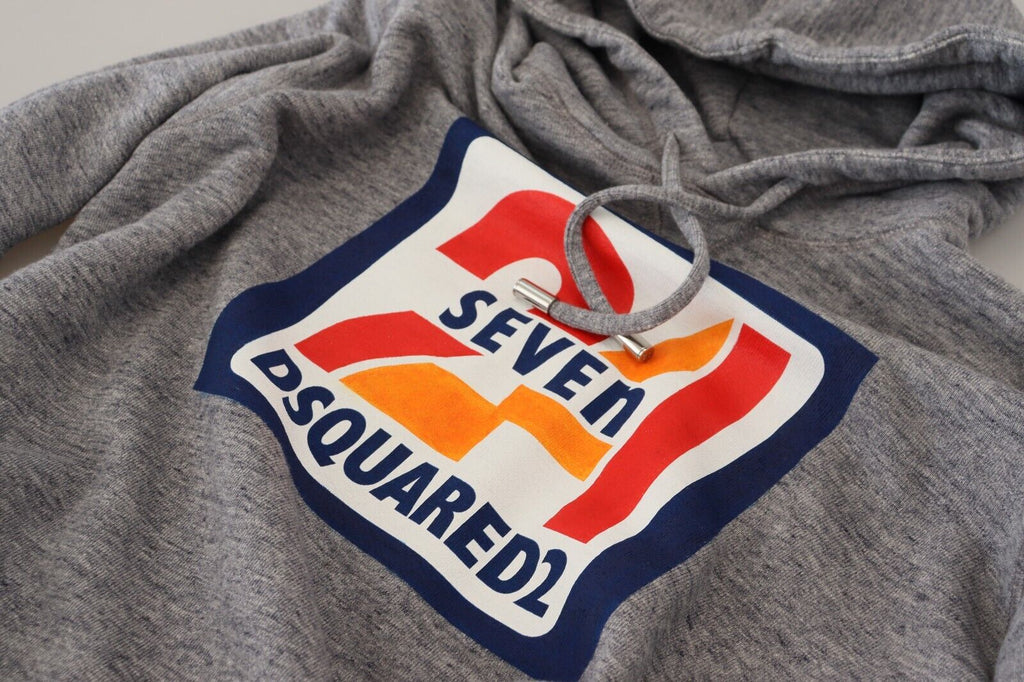 Dsquared² Grauer Logo Print Baumwoll-Kapuzenpullover Sweatshirt Pullover