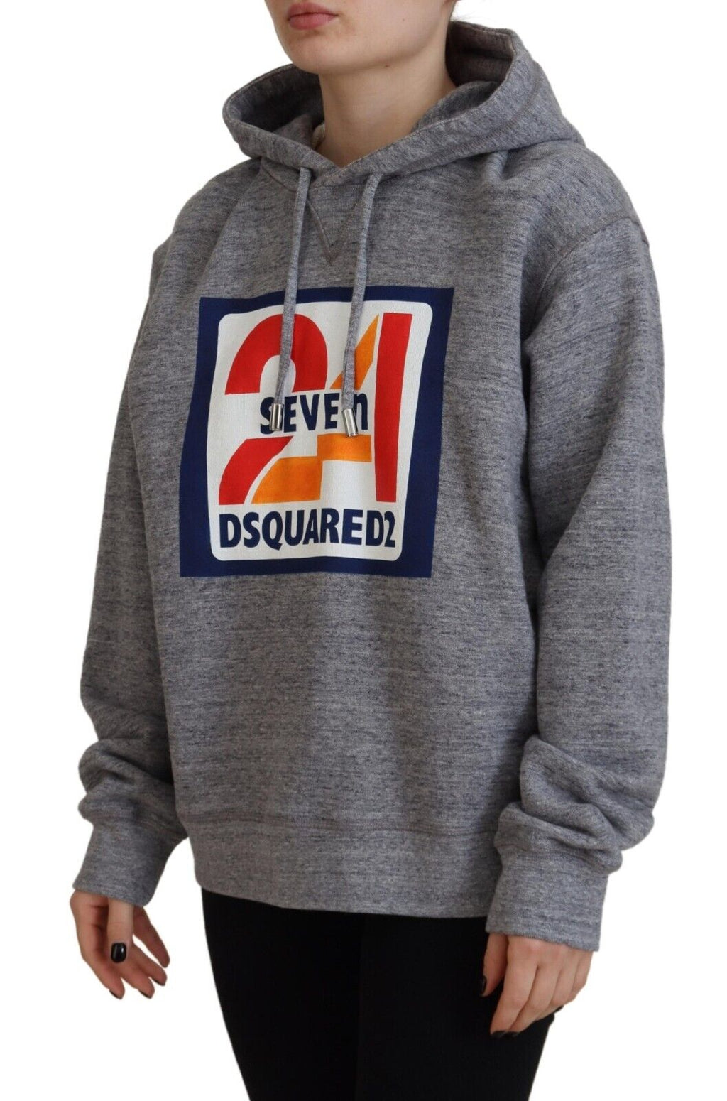 Dsquared² Grauer Logo Print Baumwoll-Kapuzenpullover Sweatshirt Pullover