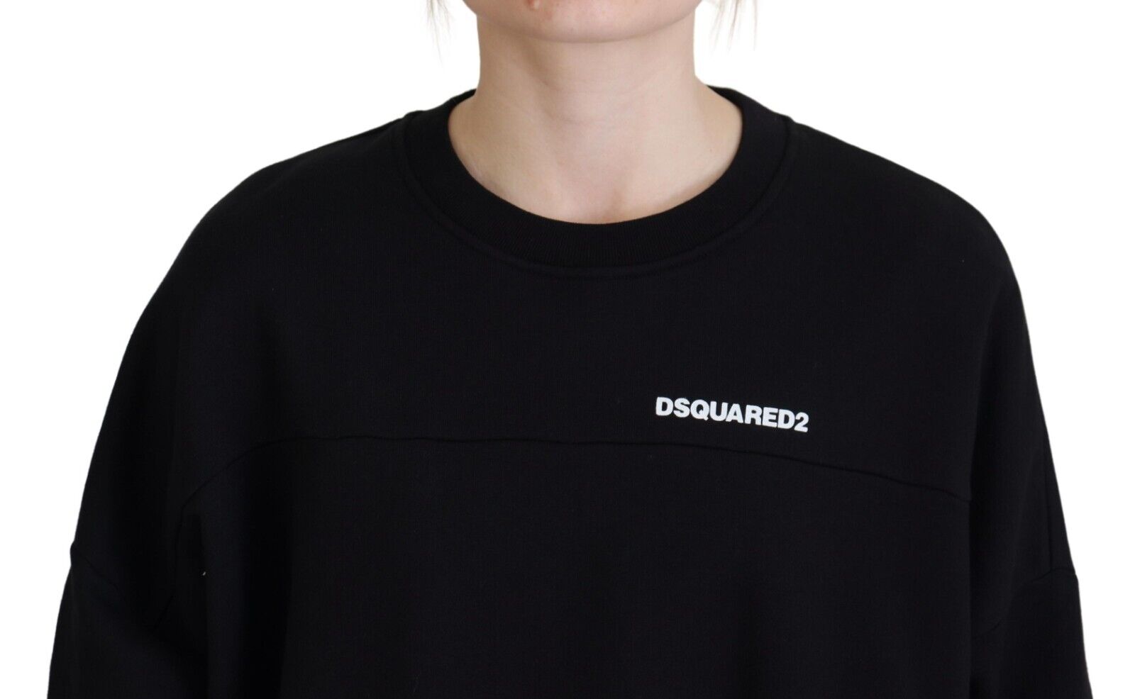 Dsquared² Schwarzer bedruckter Langarmpullover aus Baumwolle