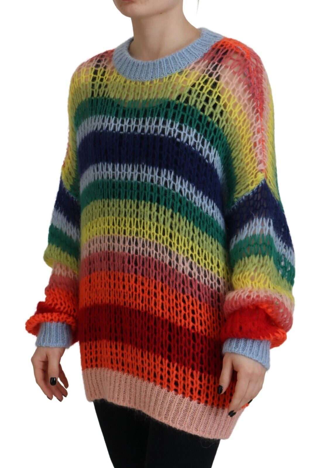 Dsquared² Multicolor Mohair Strickpullover mit Rundhalsausschnitt