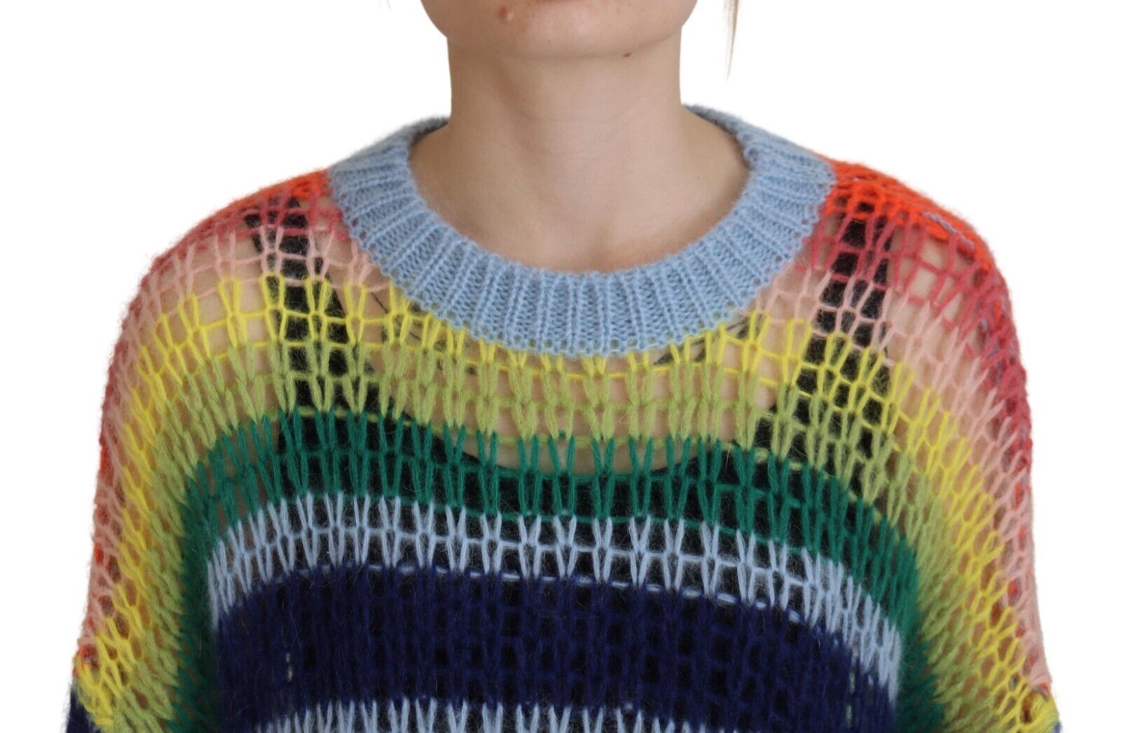 Dsquared² Multicolor Mohair Strickpullover mit Rundhalsausschnitt