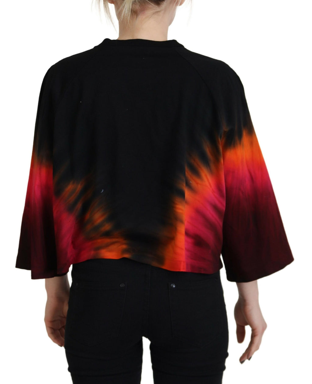 Dsquared² Schwarzes Cotton Tie Dye Crew Neck Casual Top