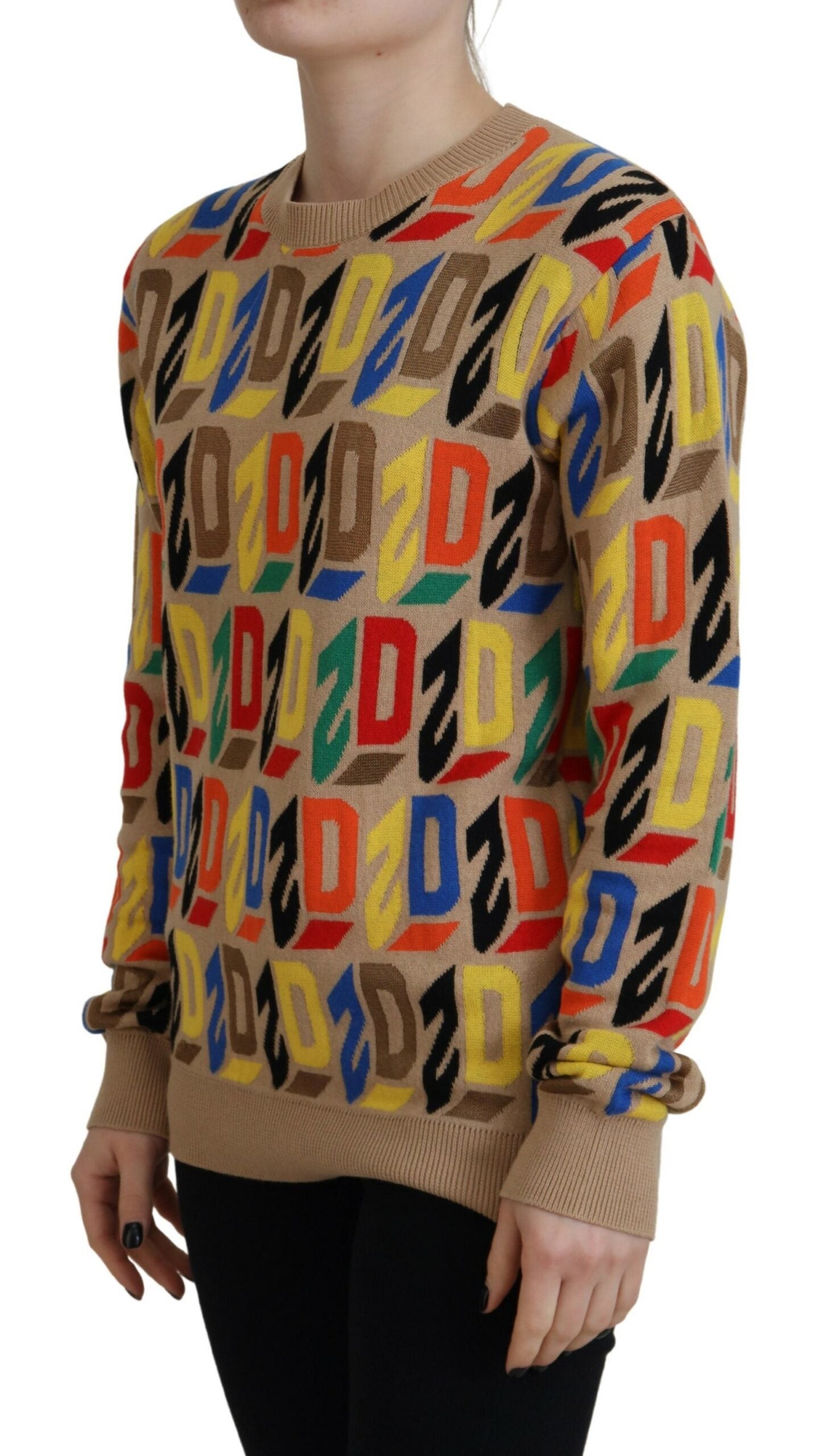 Dsquared² Brauner Baumwollpullover mit Rundhalsausschnitt und langen Ärmeln