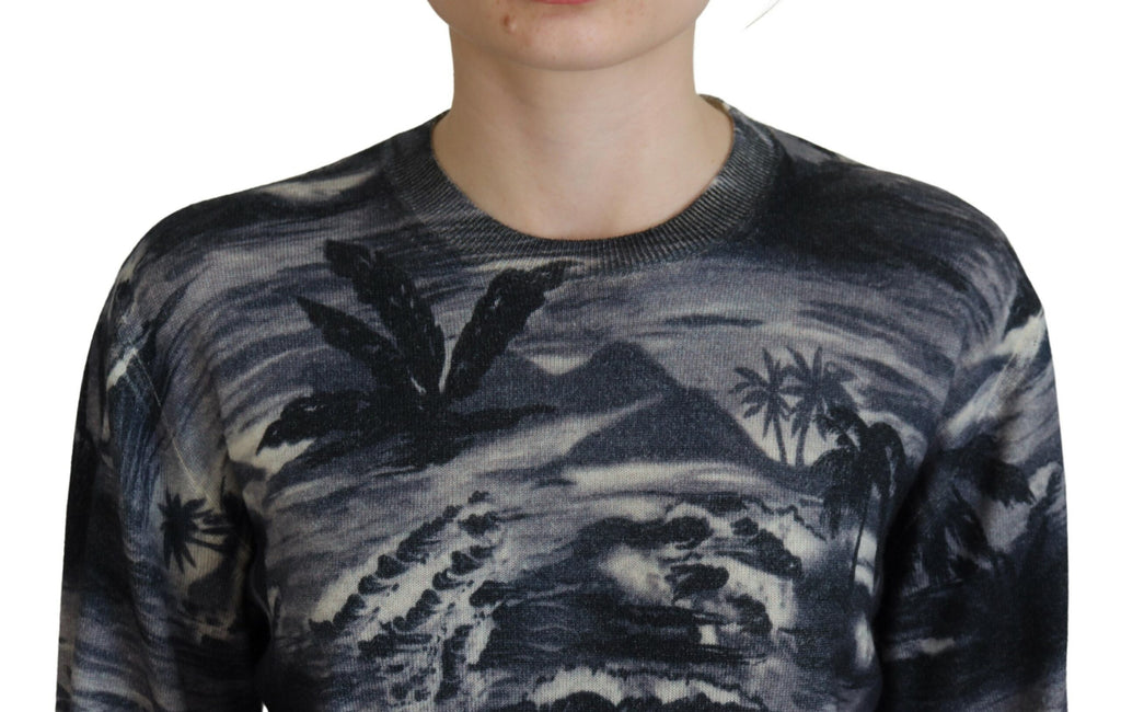 Dsquared² Schwarzer langärmeliger Pullover mit Donnerhimmel-Aufdruck