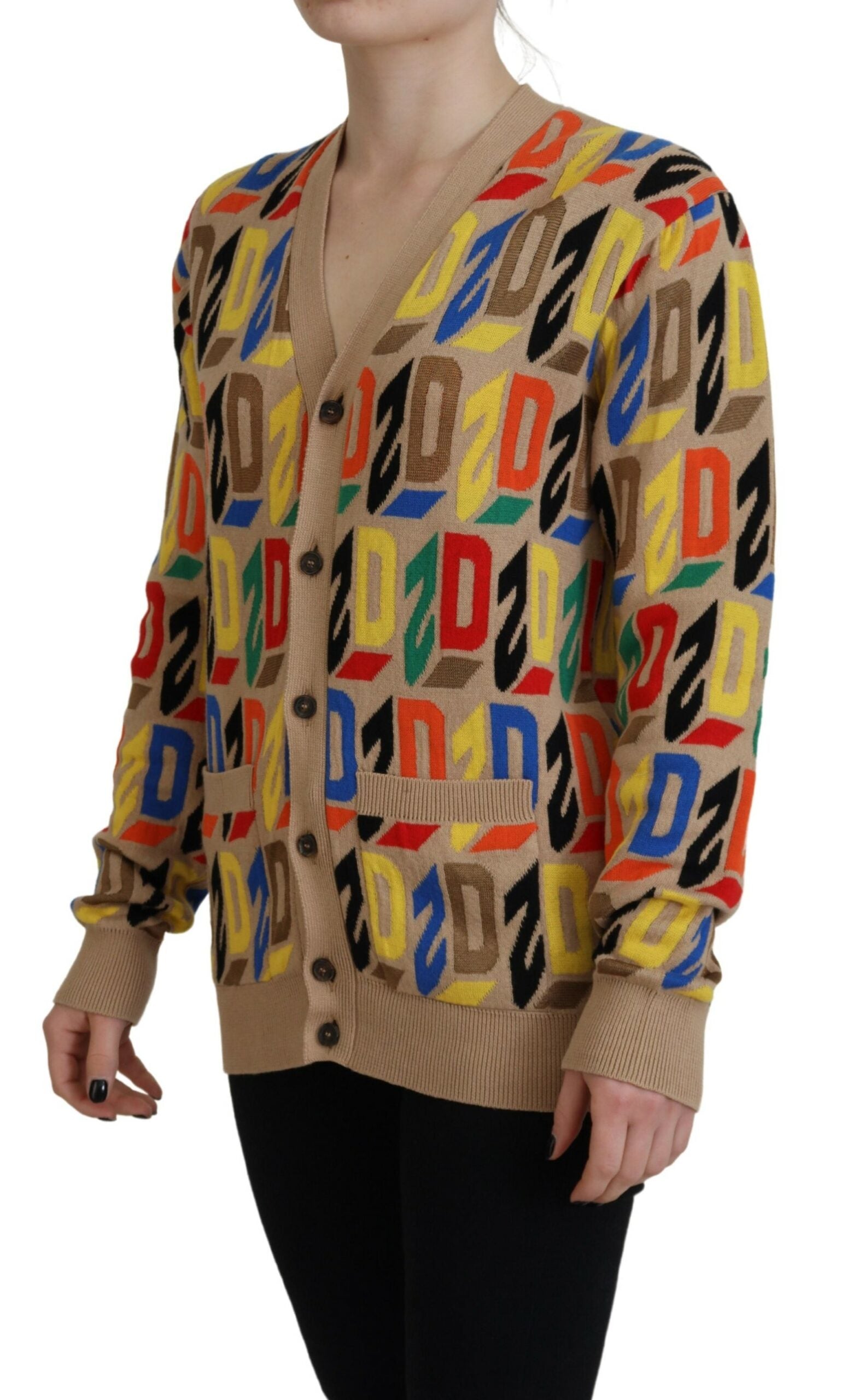 Dsquared² Brauner Logo-Langarm-Strickpullover für Frauen