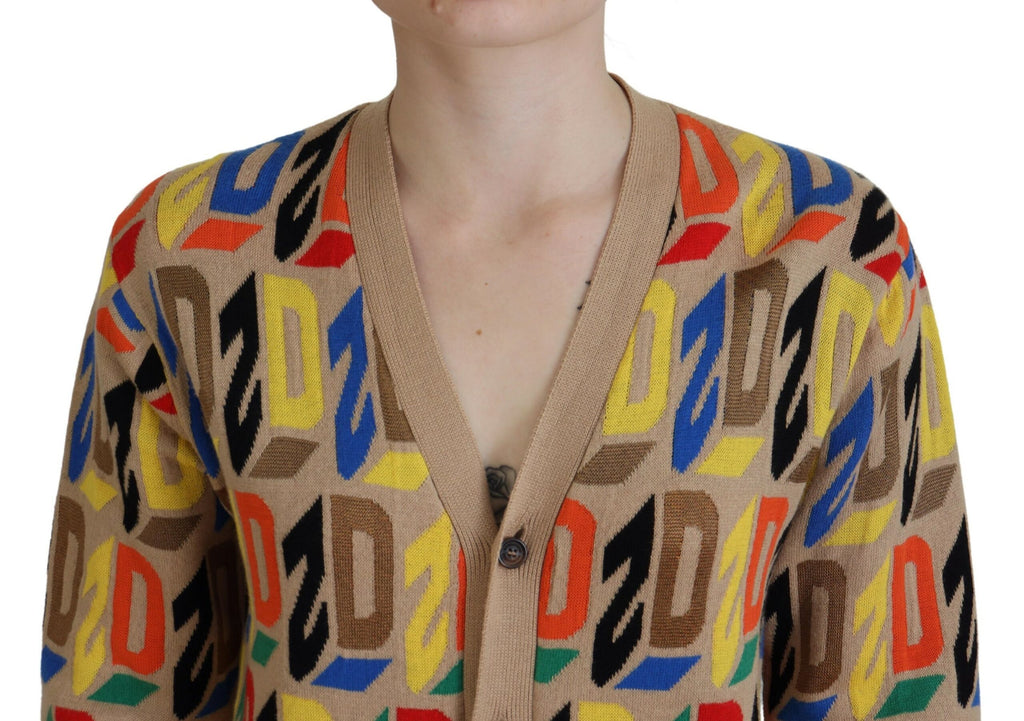 Dsquared² Brauner Logo-Langarm-Strickpullover für Frauen