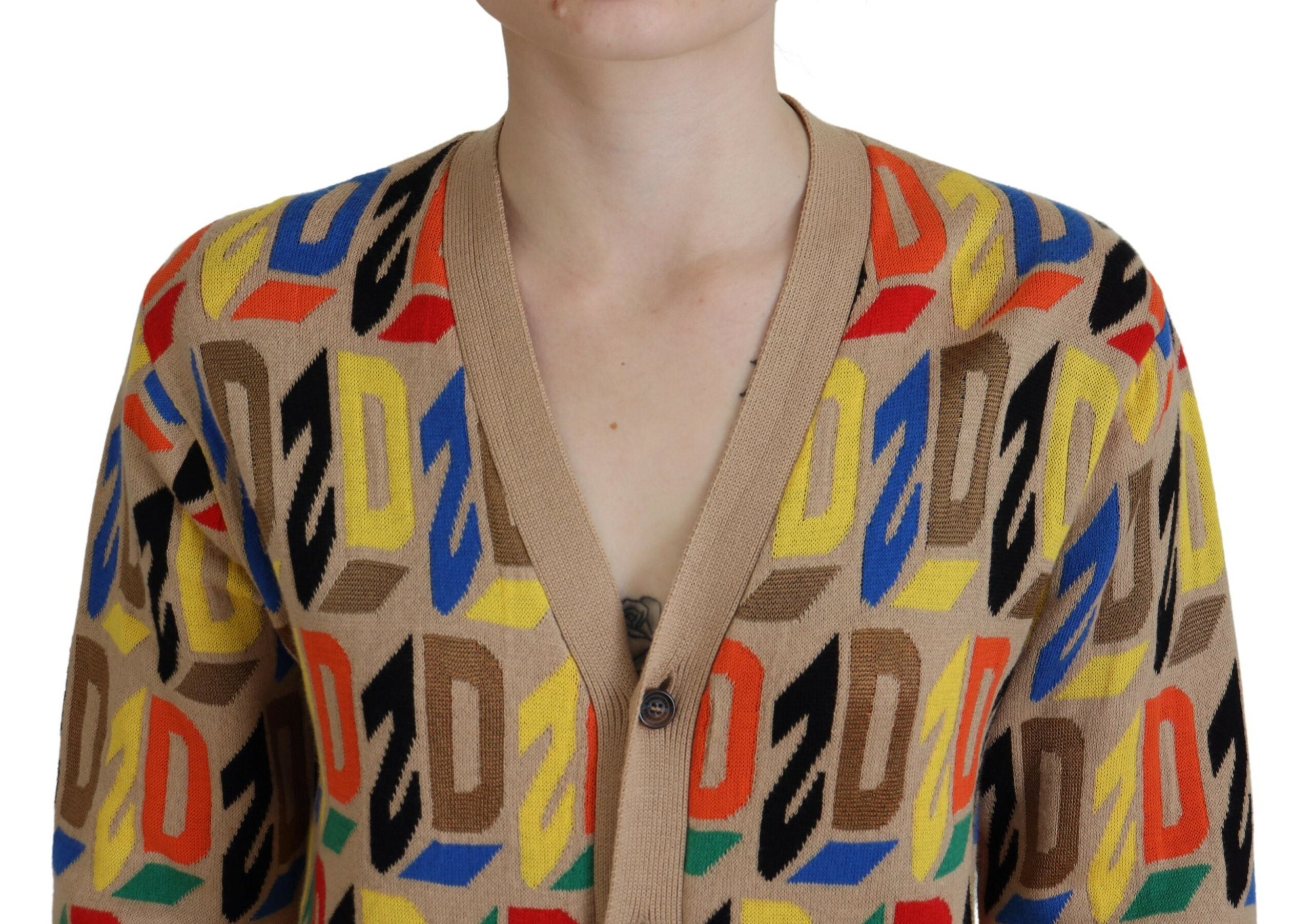 Dsquared² Brauner Logo-Langarm-Strickpullover für Frauen