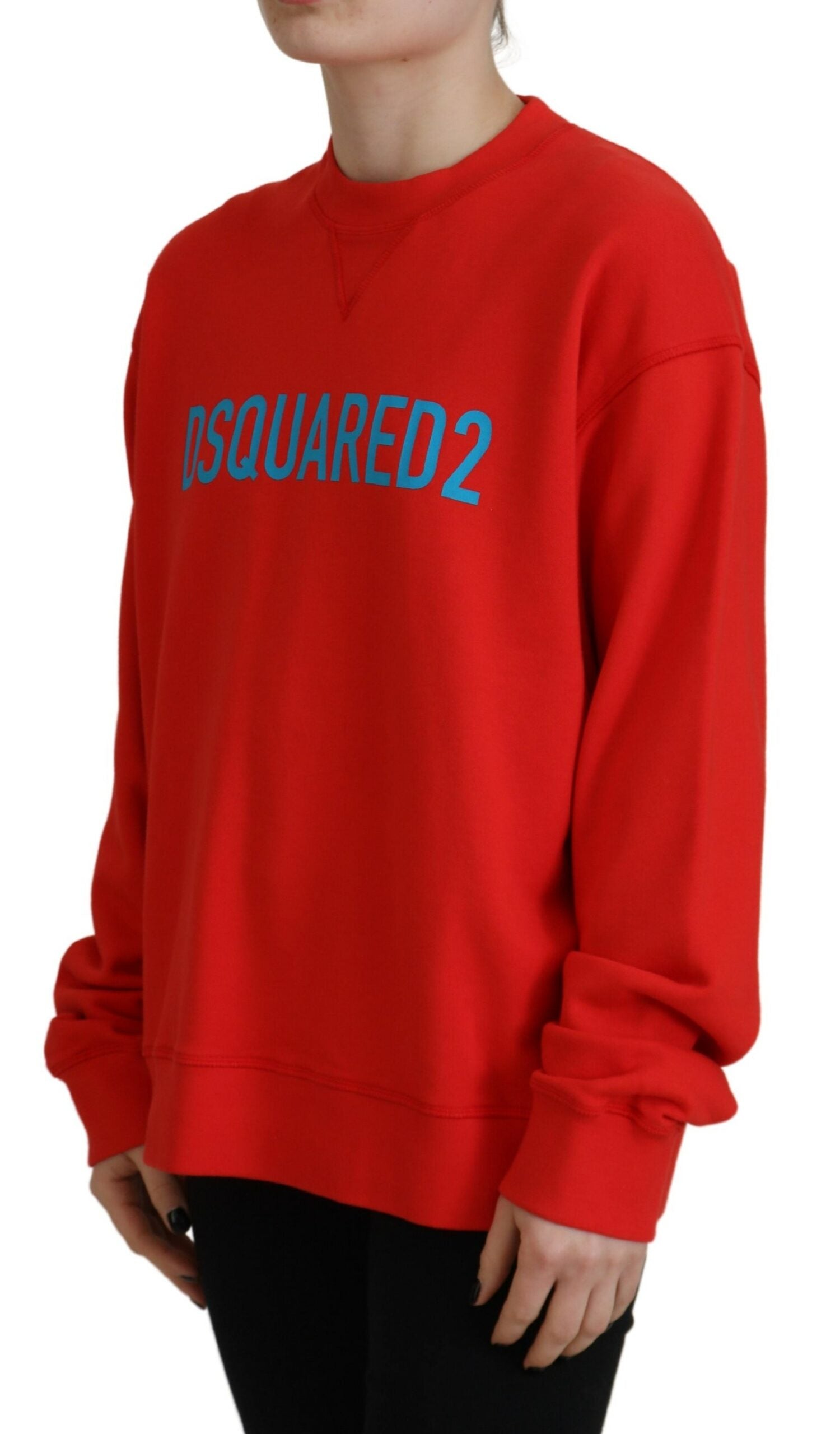 Dsquared² Roter Langarmpullover mit Rundhalsausschnitt aus Baumwolle mit Druck