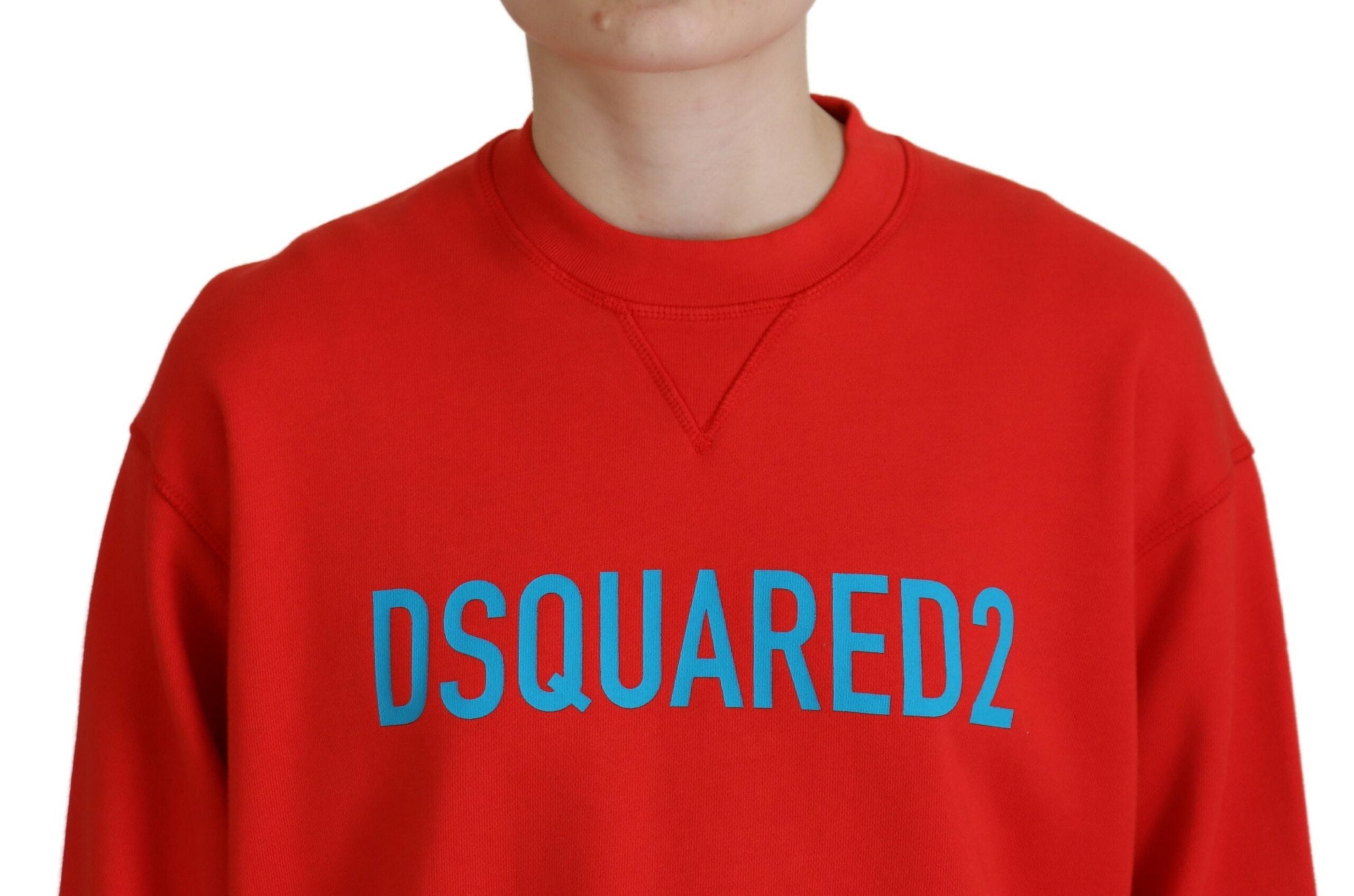 Dsquared² Roter Langarmpullover mit Rundhalsausschnitt aus Baumwolle mit Druck