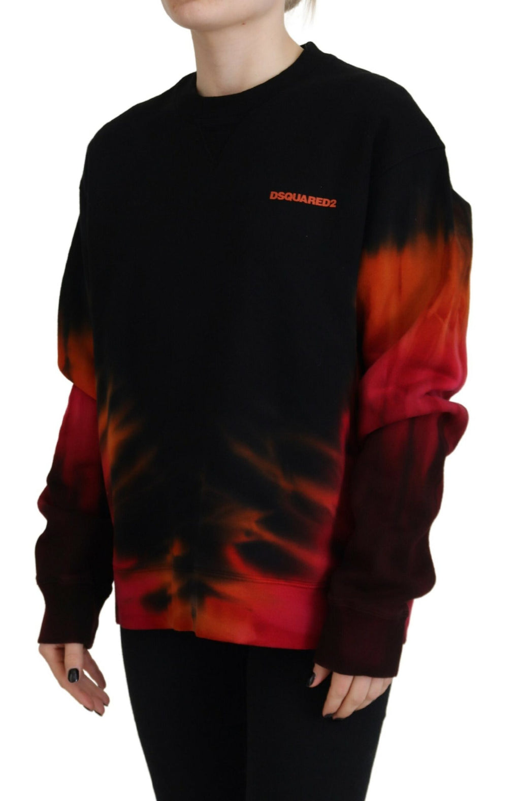 Dsquared² Schwarzer Tie Dye Logo Print Damen Langarmpullover
