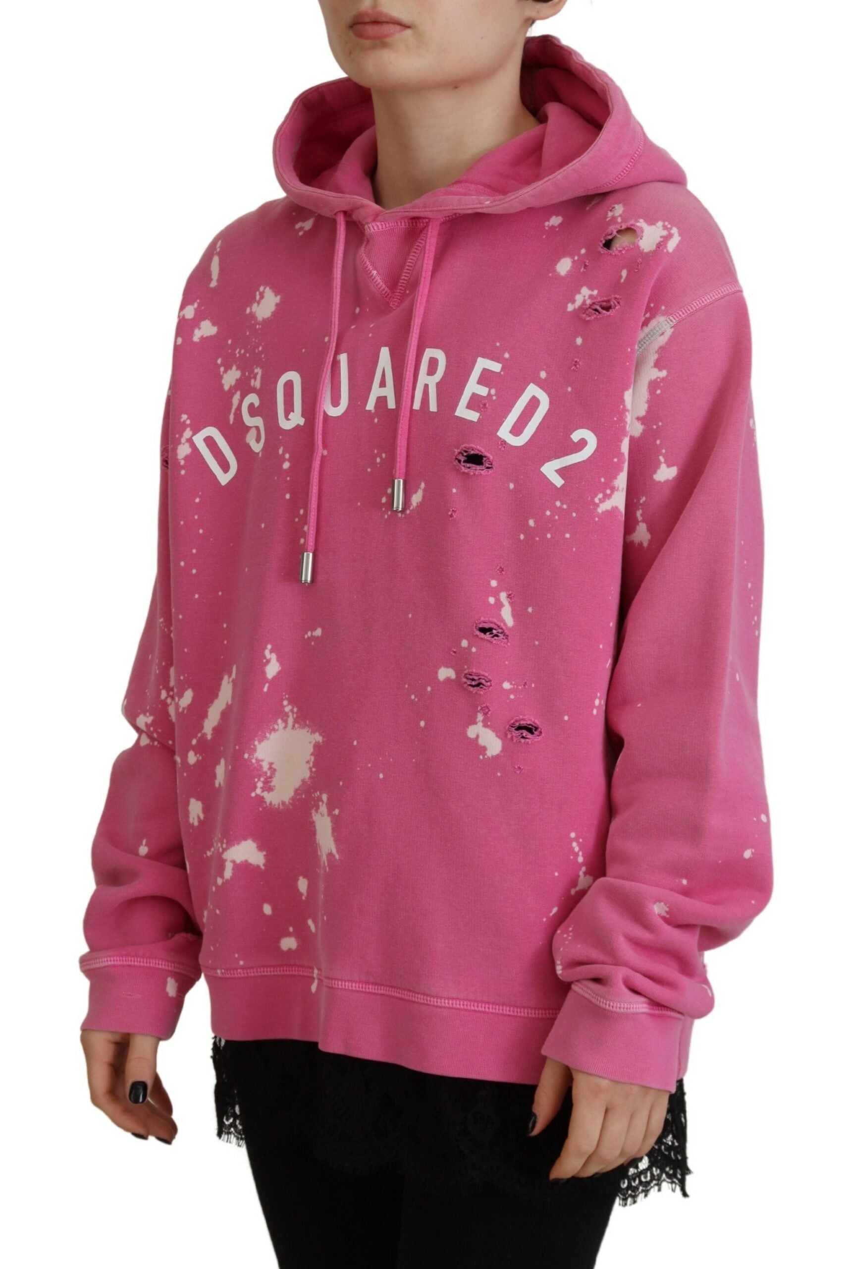 Dsquared² Rosa Logo Print Baumwolle Hoodie Sweatshirt Pullover