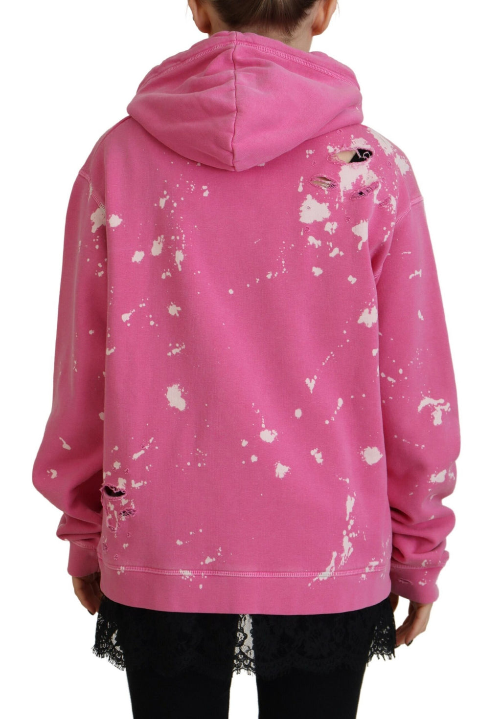 Dsquared² Rosa Logo Print Baumwolle Hoodie Sweatshirt Pullover