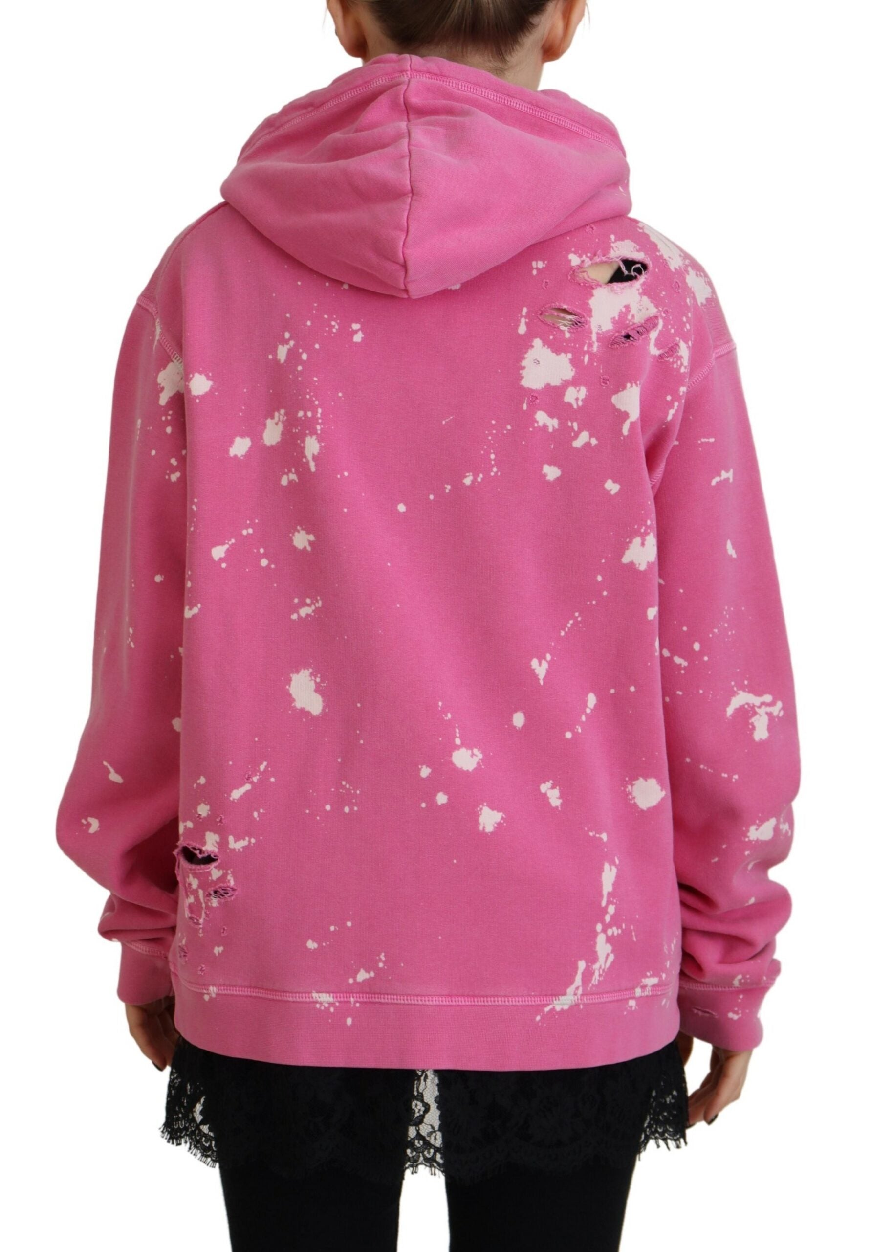 Dsquared² Rosa Logo Print Baumwolle Hoodie Sweatshirt Pullover