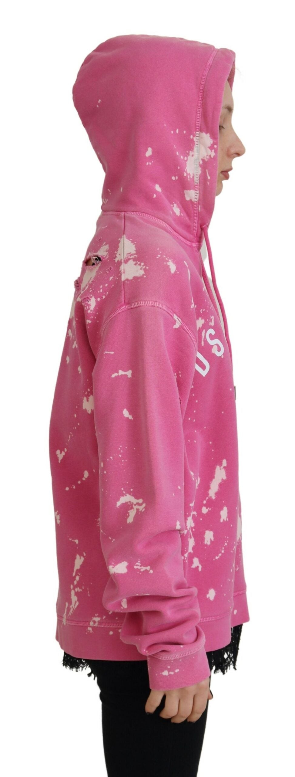 Dsquared² Rosa Logo Print Baumwolle Hoodie Sweatshirt Pullover