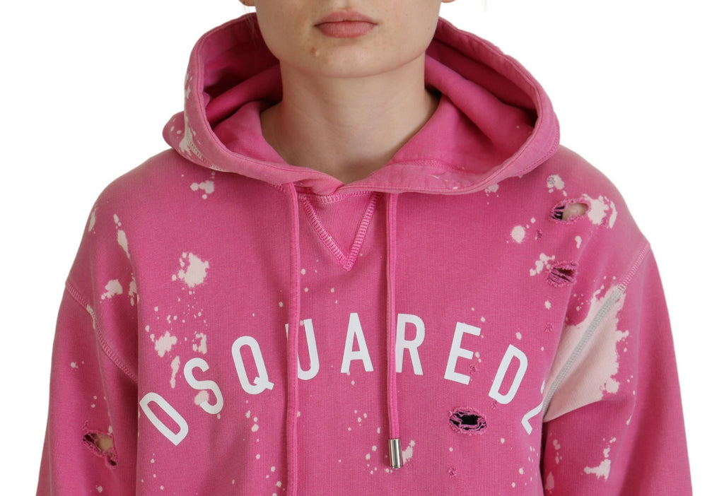 Dsquared² Rosa Logo Print Baumwolle Hoodie Sweatshirt Pullover