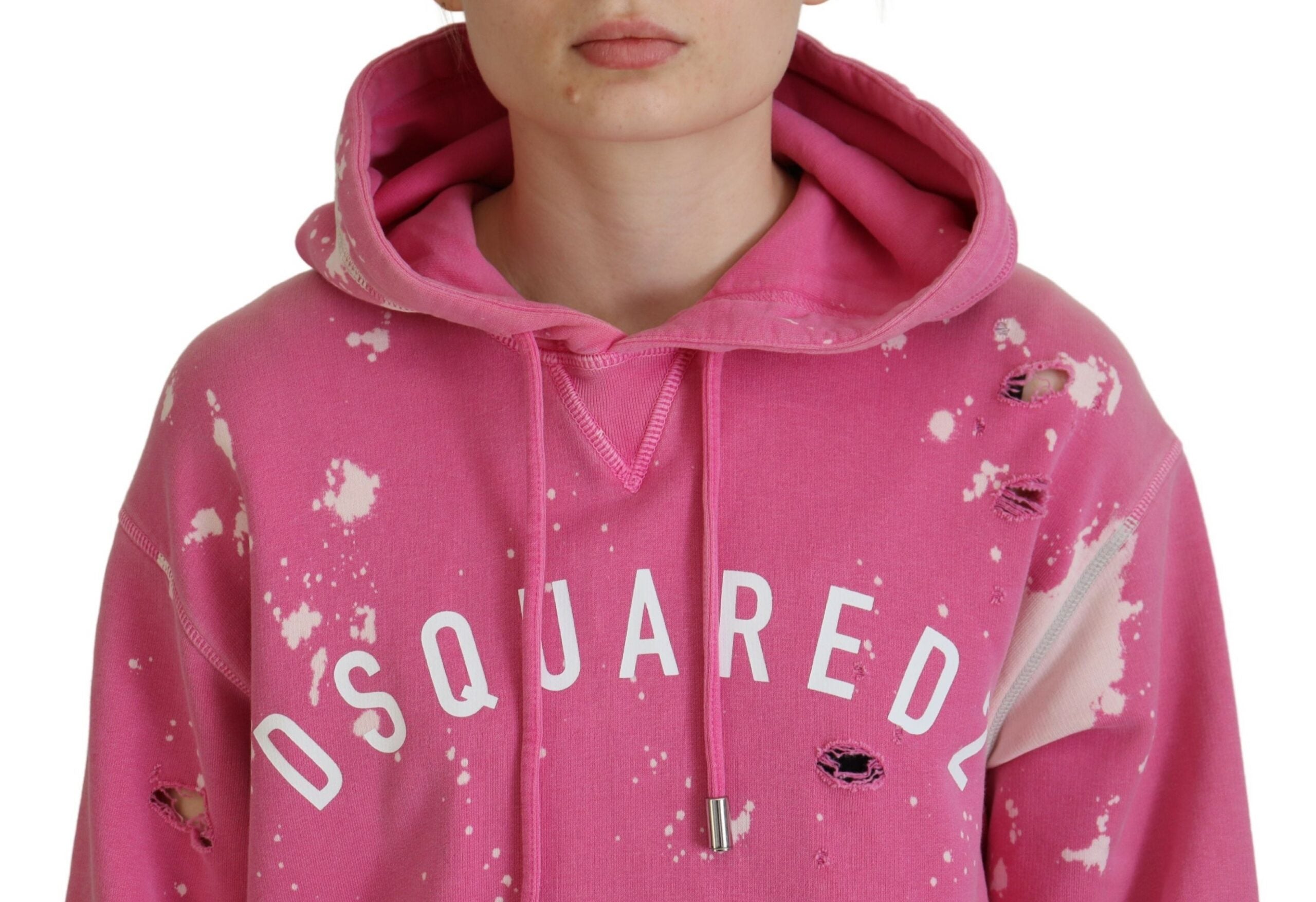 Dsquared² Rosa Logo Print Baumwolle Hoodie Sweatshirt Pullover