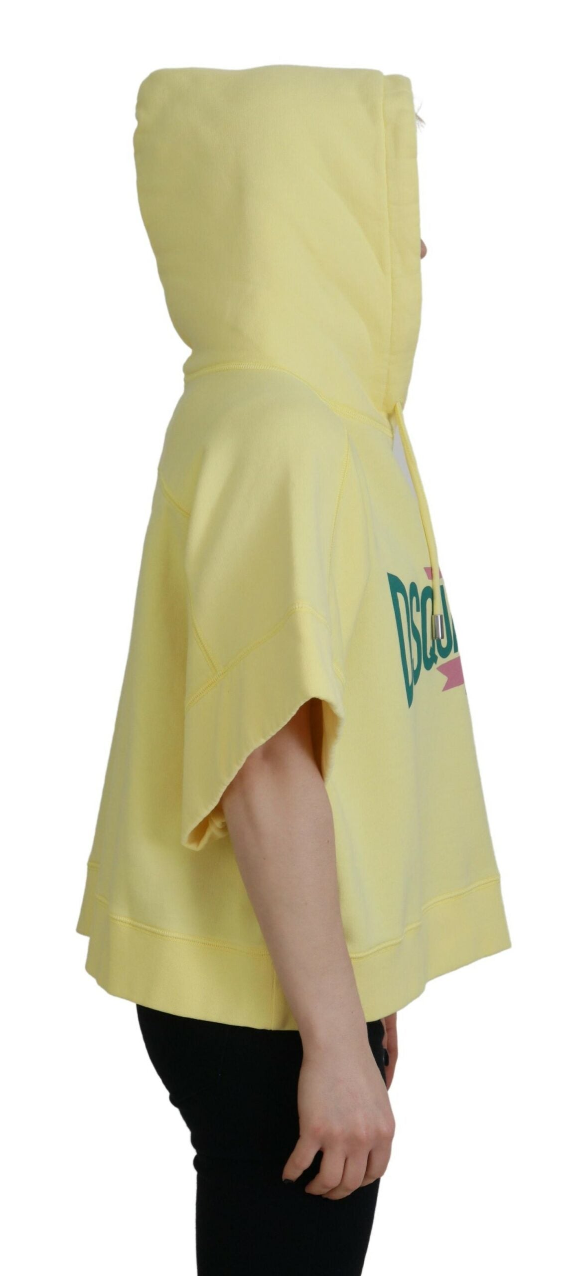 Dsquared² Gelbes Logo Print Baumwolle Hoodie Sweatshirt Pullover